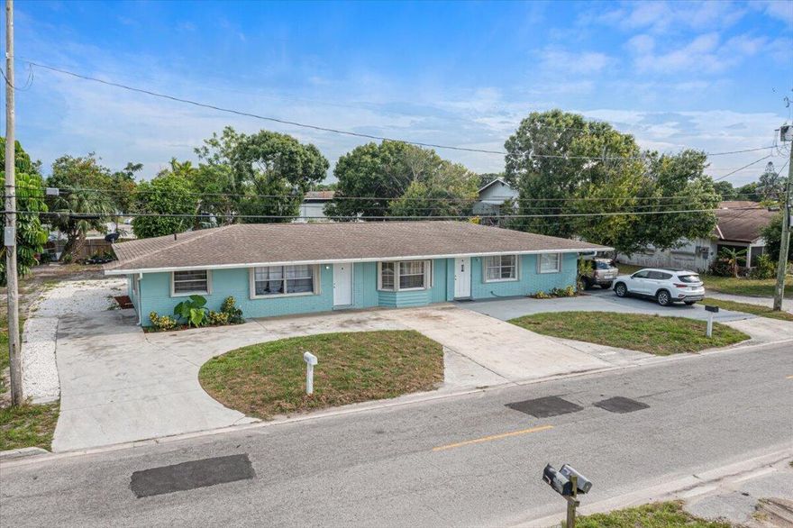 Come and see this Large duplex for the price of one! Centrally located and just minutes from beaches and growing Fort Pierce. shopping and grocery stores like new gateway plaza all within seconds. CBS built, accordion shutter all around, roof and AC only six years, and new showers 2025! Plenty of space on the sides and rear to park your vehicles, RV, or boat. Great size porch on both homes. Calling for investors or live in one and rent the other. Place your offer today!