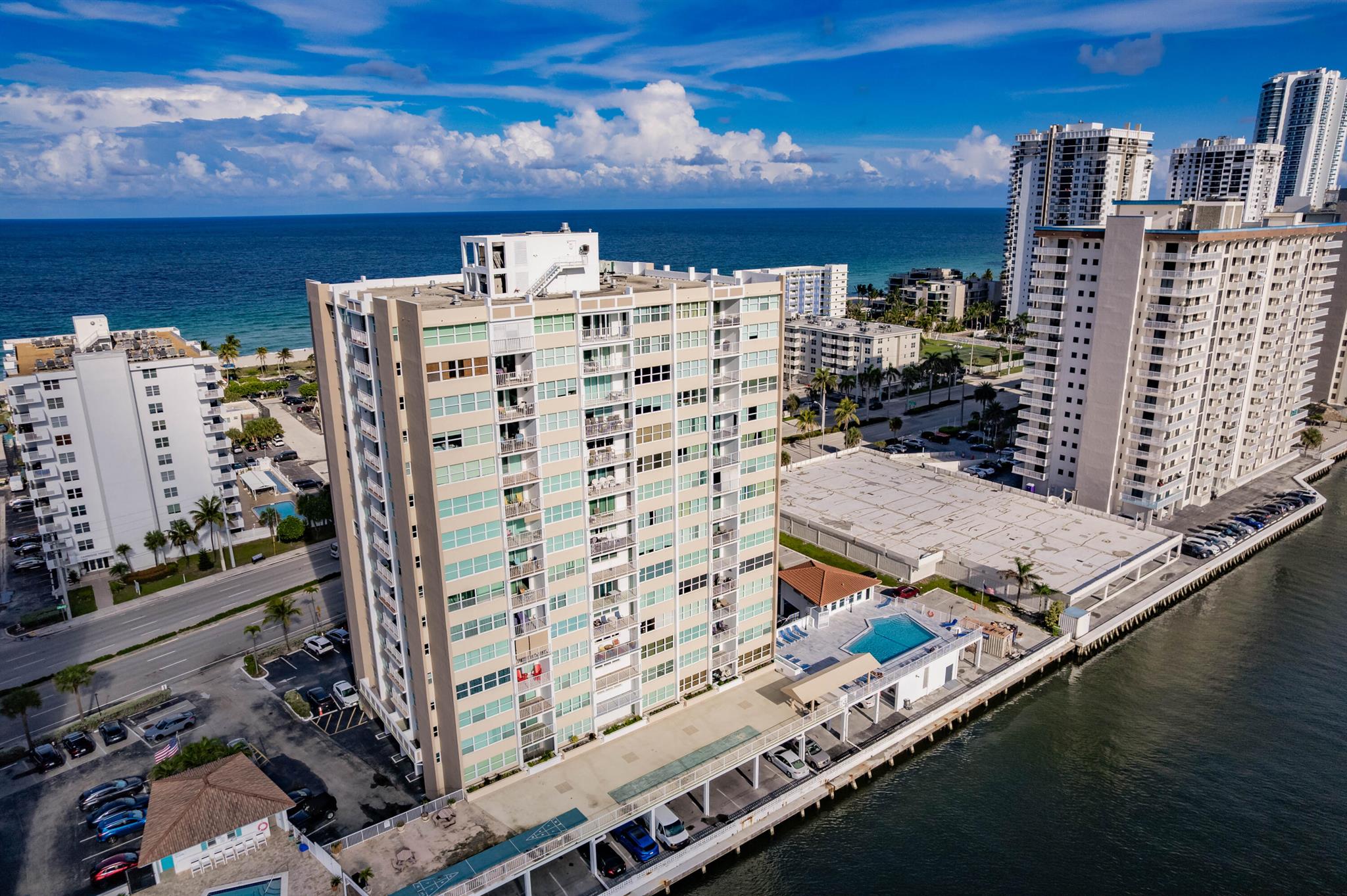 Hollywood Beach Condo. Lowest HOA dues on S. Ocean Dr. Ready to Move In!Newly constructed pool area, 50 yr concrete restoration work completed. All assessments paid. Close to Margaritaville entertainment center, New Publix on S Ocean Dr, many restaurants, and shopping near by. Gulfstream Park, Aventura Mall. For boaters, Haulover and Whiskey Creek are near. Fort Lauderdale airport, and Brightline, Tri-Rail, and Port Everglades are also close by.Call today to come tour this condominium.