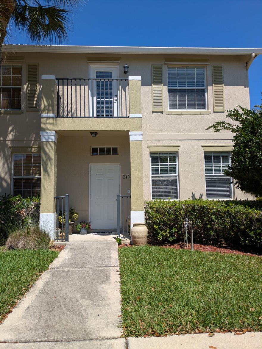 Tenant occupied until July 31st, but easy to show. Beautifully maintained corner unit, light and bright with extra windows. Building has a new roof 2025, unit has newer AC 2021, newer Refrigerator. All tile 1st floor, features large living room, galley kitchen with dining area and 1/2 bath. Primary suite is on 2nd floor with walk in closet and quaint Juliette balcony for a private morning coffee or evening respite. Washer/dryer also located on 2nd floor for convenience. Low HOA fees include Cable/internet package, pool, tot lot and lawn/landscaping care. Community is located convenient to everything, shopping, dining and transportation. Make this charming townhome yours.