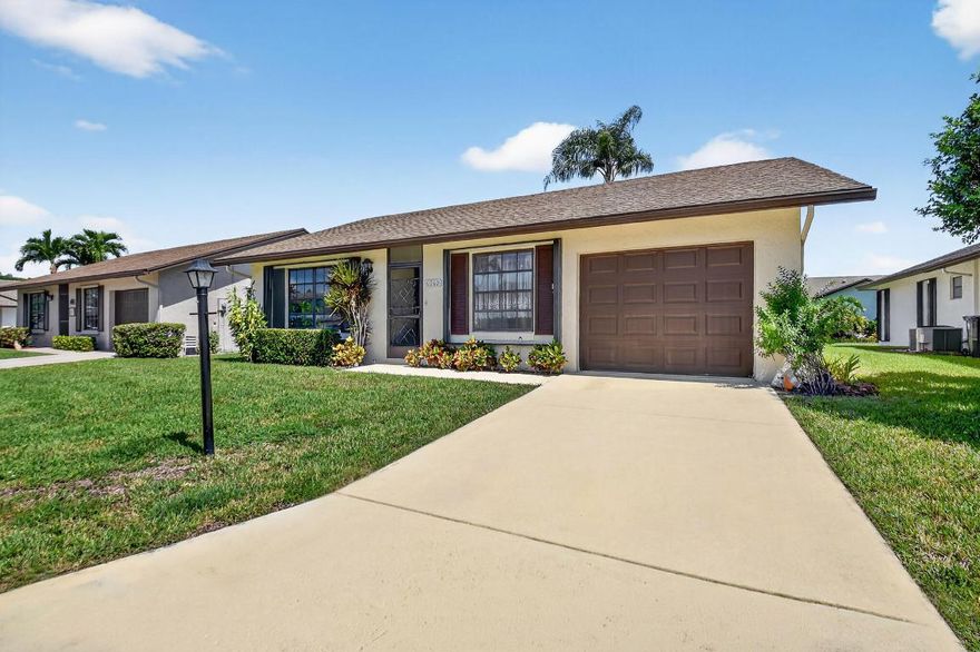Enjoy easy Florida living in this 2-bedroom plus den home located in the desirable 55+ Buttonwood West community in Greenacres, FL. Relax on the screened-in, covered patio or soak up the sun on the open patio. Updates include a 2019 roof, 2016 A/C, and 2014 water heater. The community offers a guarded entrance at night, an on-site clubhouse manager, and a wide range of amenities including a pool with evening hours, fitness center, pickleball, tennis, bocce, shuffleboard, billiards, jacuzzi, and card room. Ideally situated near shopping, dining, parks, beaches, the Turnpike, and Palm Beach International Airport.