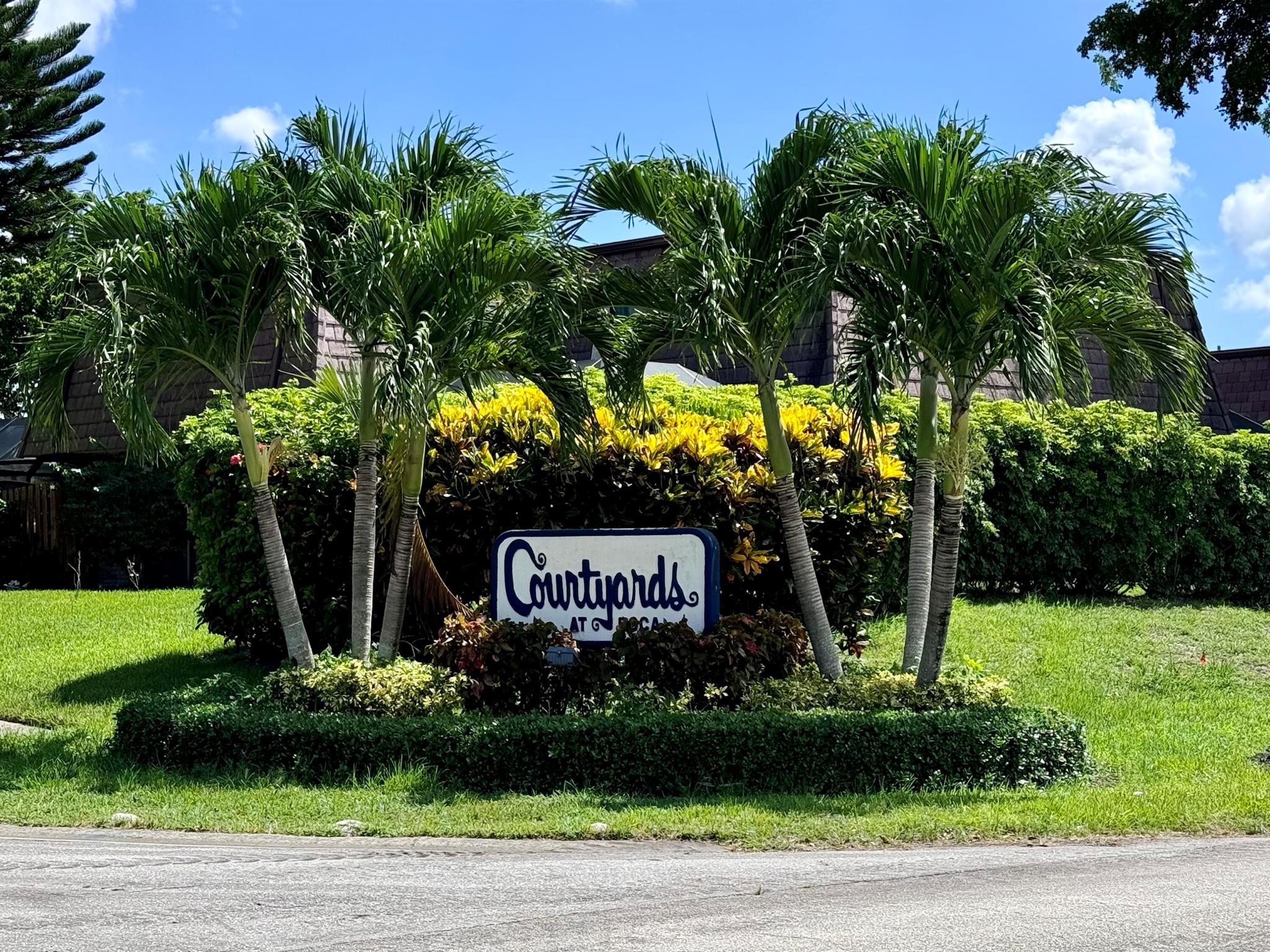 NEW! NEW! NEW! Welcome to your home in the beautiful Courtyards of Boca Raton. Rarely does a home like this hit the market. This is an amazing opportunity for you to move into this remodeled rental that offers the perfect blend of modern elegance and convenient living. Located in a highly sought-after neighborhood known for its excellent schools, this property is ideal. The townhome features a contemporary feel with brand-new finishes, appliances, fixtures, Luxury Vinyl flooring throughout; Freshy painted, New Doors, new toilets & vanities, a laundry room with a new washer/dryer, ample storage & a 1/2 bathroom. With an open floor plan, the living areas are perfect for entertaining guests or friends as well as a private patio that is perfect for dining & grilling under the tropical trees.