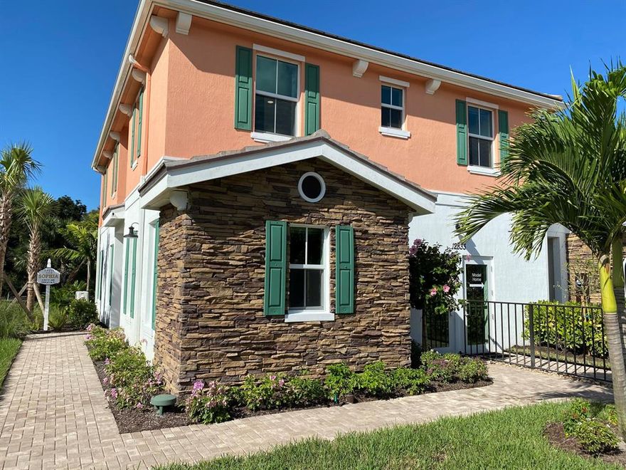 LAST SOPHIA! BRAND NEW CONSTRUCTION in Palm Beach Gardens!! Pricing may go up based on luxury options selected. Hurry while you still have to opportunity to make this your dream home and pick all of the options and upgrades! This is the best value in Palm Beach Gardens with desirable MARSH POINTE Elementary, DUNCAN and DWYER schools. LUXURY included features like 20x20 porcelain tile floors, 42'' cabinets, Ring doorbell, smart locks and much more. Your new Trevi Isle home comes with IMPACT GLASS INCLUDED! Minutes from Downtown at the Gardens, The Gardens mall, PGA Commons and all the creature comforts you love! This expansive 4 bedroom 3.5 bath townhome is CBS construction ALL THE WAY UP! New flat slate roofing, decorative stone accents adorn the exterior of these luxury townhomes.