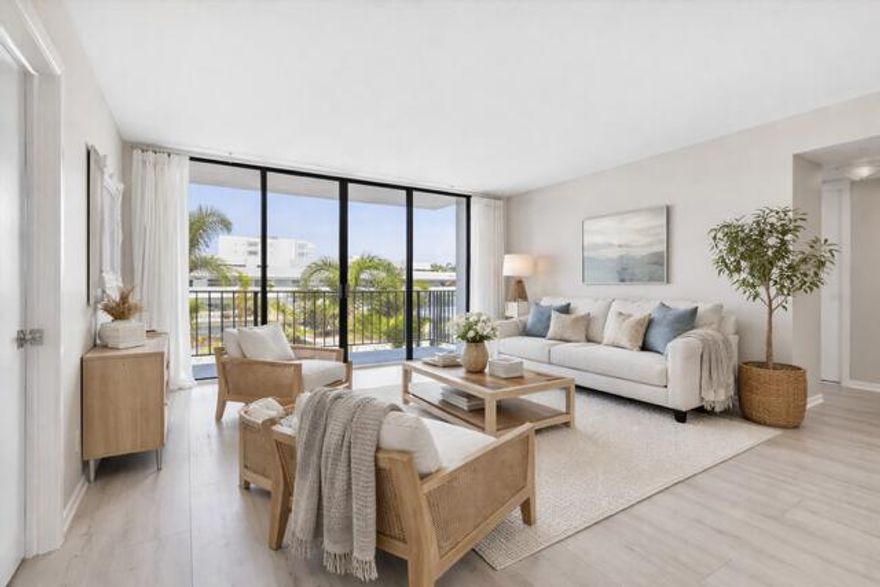 Enjoy Coastal living in this beautiful 2 /2 condo just steps from the intercostal . This bright and spacious unit features an open layout, a lovely living  and dining room  area with modern flooring throughout, a floor-to-ceiling sliding doors that leads to a private balcony with a siren water and garden view. Located in a well maintained waterfront community, residents enjoy resort style amenities including a pool, lush landscape and building security attendant for added convienace and peace of mind.  Conveniently located minutes away from  Downtown West Palm Beach