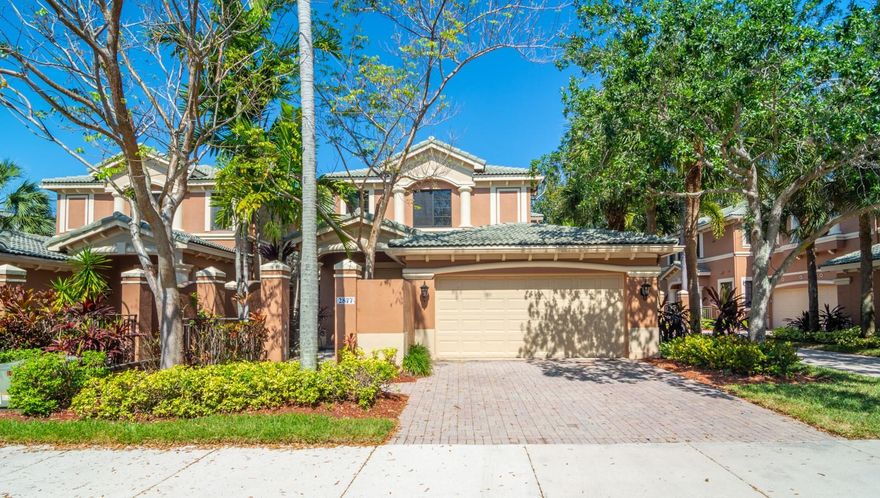 Immaculate 3/3 in gated community with huge screened patio overlooking the 4th green of the Tour course. Porcelain tile throughout. Accordion shutters and impact windows provide total security. Stainless steel appliances and granite countertops.  Walking distance to the golf course.