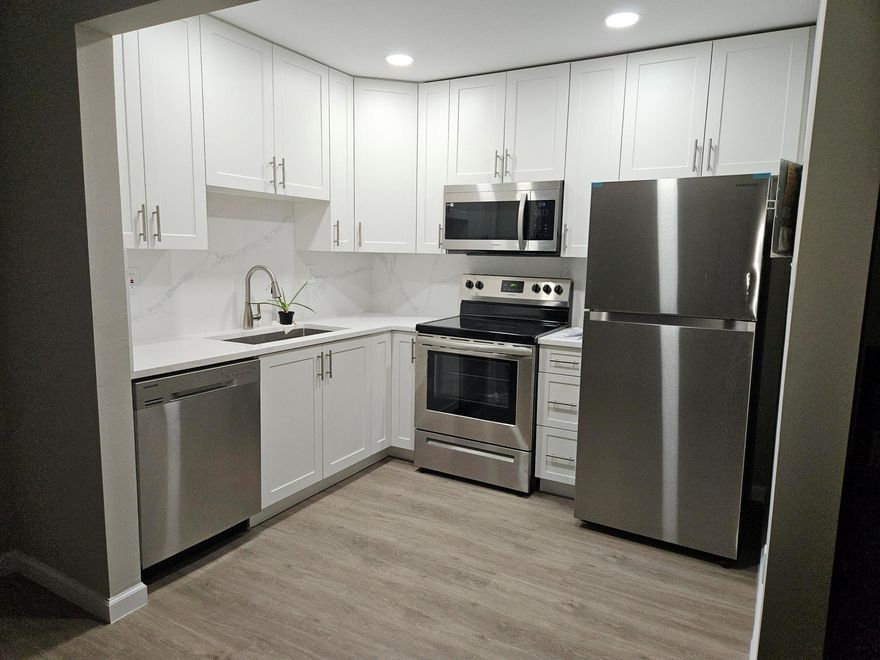 Beautifully condo on the 2nd floor in front to the elevator. Kitchen has new appliances and quarts countertop, new wash and dryer. Master bath bathroom has new shower and sink. Guess bathroom has new sink. Flooring has been updated.