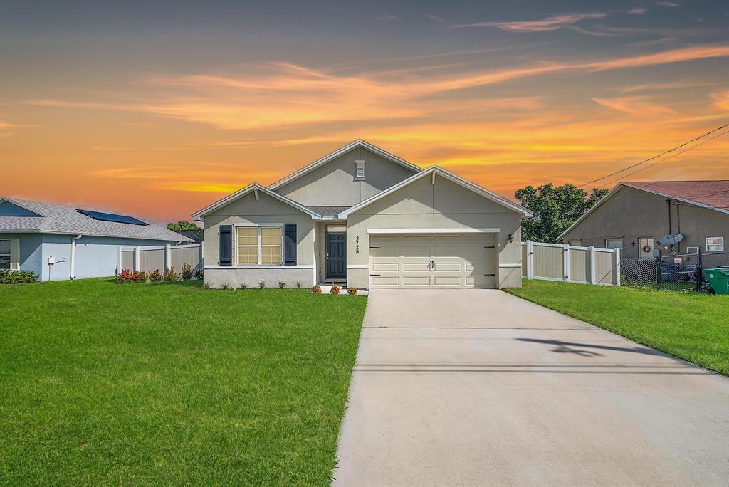 Built in 2021 with smart home upgrades- this D.R. Horton Cali model features 4 beds/ 2 baths, open floor plan with no carpet! Upgrades include completely fenced in backyard with low-glare vinyl fence, WIFI-capable washer and dryer, recessed television in kitchen, night-vision doorbell camera, upgraded bathrooms, upgraded pantry, keyless front door entry, Amazon Echo and control panel to monitor doors and AC remotely. LG washer and dryer included.
