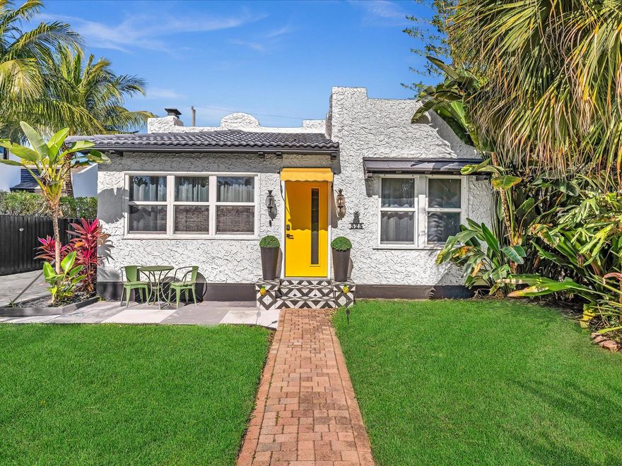 Welcome to the iconic ''Pineapple House,'' a one-of-a-kind retreat reimagined by renowned designer Tracy Turco. Located in the desirable Sunshine Park neighborhood, this fully renovated residence blends Old Florida charm with a vibrant, Palm Beach-inspired pineapple theme. The property features 3 bedrooms, 2 baths, and a pool set within a lush tropical backyard oasis. Inside, enjoy a beautifully updated kitchen, bright open living spaces, and a turnkey, designer-furnished interior ready for immediate enjoyment. Just minutes from downtown West Palm Beach, CityPlace, the Intracoastal, Worth Avenue, and pristine beaches. Ideal as a primary residence, vacation home, or Airbnb investment.