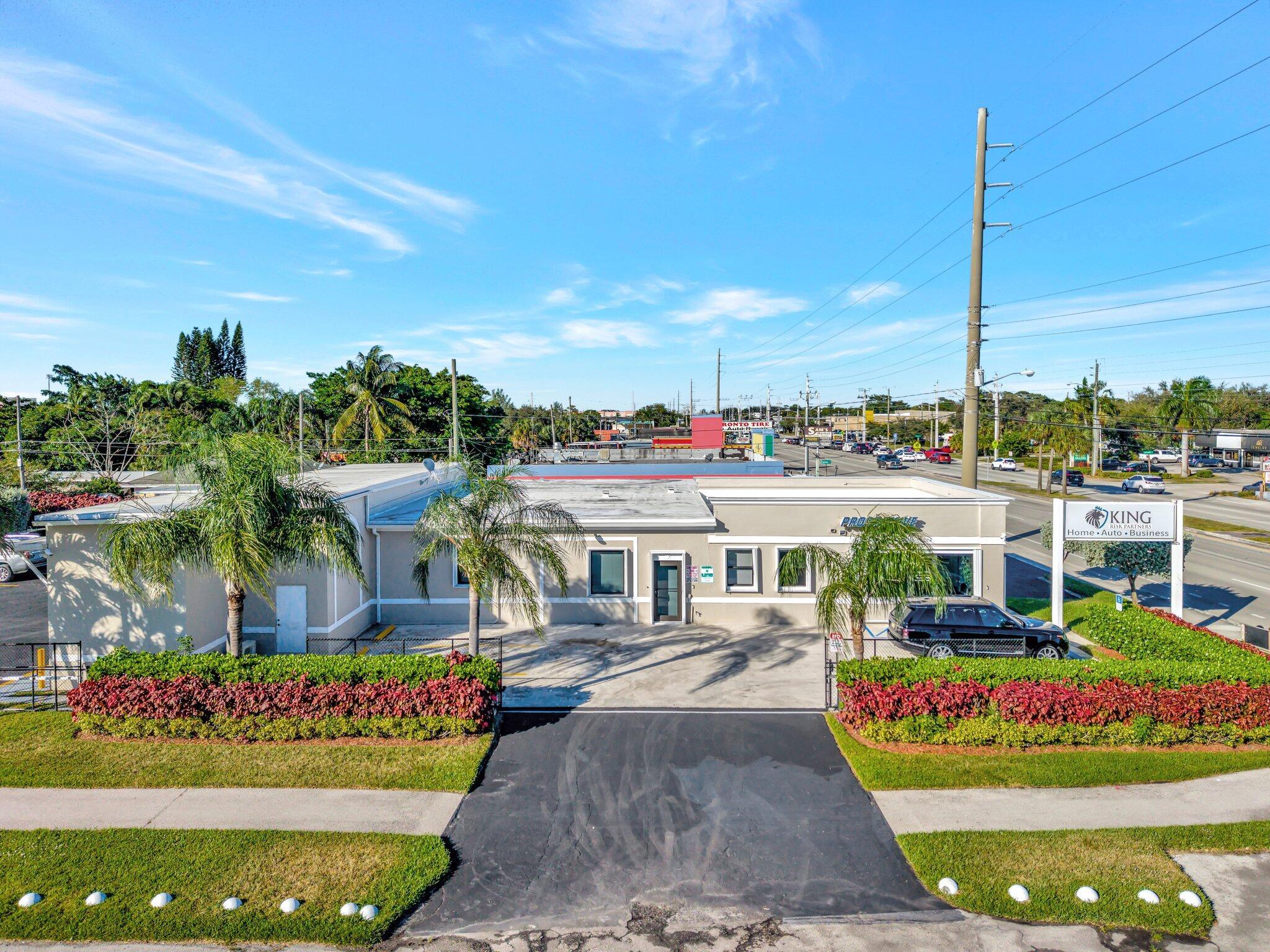 FOR LEASE: 305 SF of Office space right on Military Trail Blvd. This unit comprises the Unit 2 on a huge corner lot and right on Military Trail Blvd facing Military Tr. provides a comfortable office environment with 4 separate rooms/conference areas, a kitchenette area, and 1bathrooms. 4 parking spots provided as pictured. Lease Tenant pays their share of Property Tax, Insurance, Electric, Maintenance, Water and sales tax. Tenant must maintain liability insurance. All newly renovated, New A/C, New Bathroom, New Kitchenette and employee Lobby. Outside security cameras, ring door bell, 24 monitored alarm. Also additional office space for parking in rear of complex.