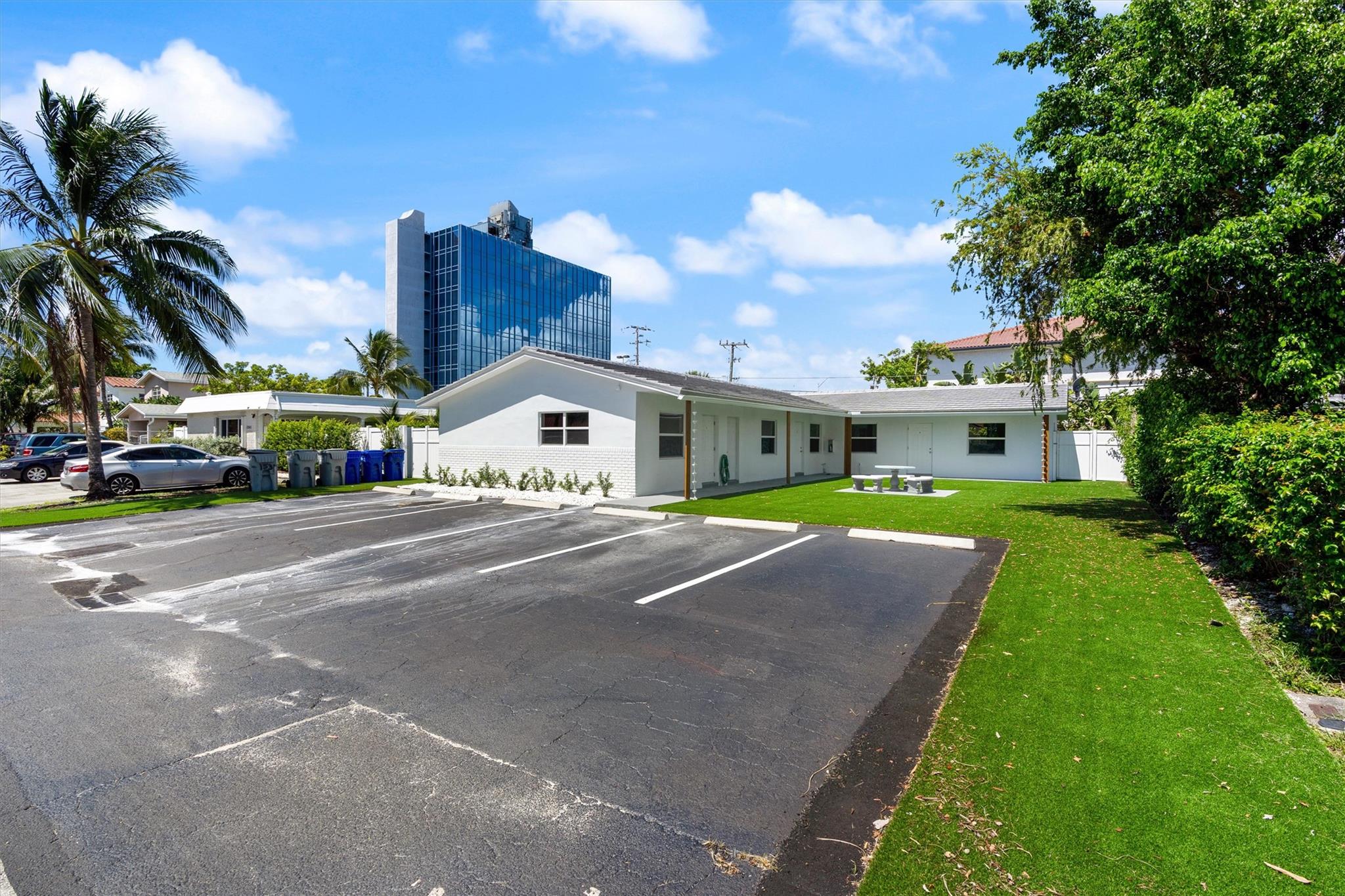 Fantastic East Pompano location...just 2 miles to the beach! Shopping, restaurants, and grocery/drugstore just one block away. Completely remodeled from top to bottom-both inside and outside...all new stainless steel appliances, granite counters with waterfall finish kitchen island, new plumbing, new roof, porcelain tile throughout, large walk-in closet, and washer/dryer on premises. Spacious front yard is the perfect place to soak up some sun and enjoy a BBQ along with a fenced area give this apartment the feel of a house. Water/Sewer/Garbage included in monthly rent. Pets allowed!
