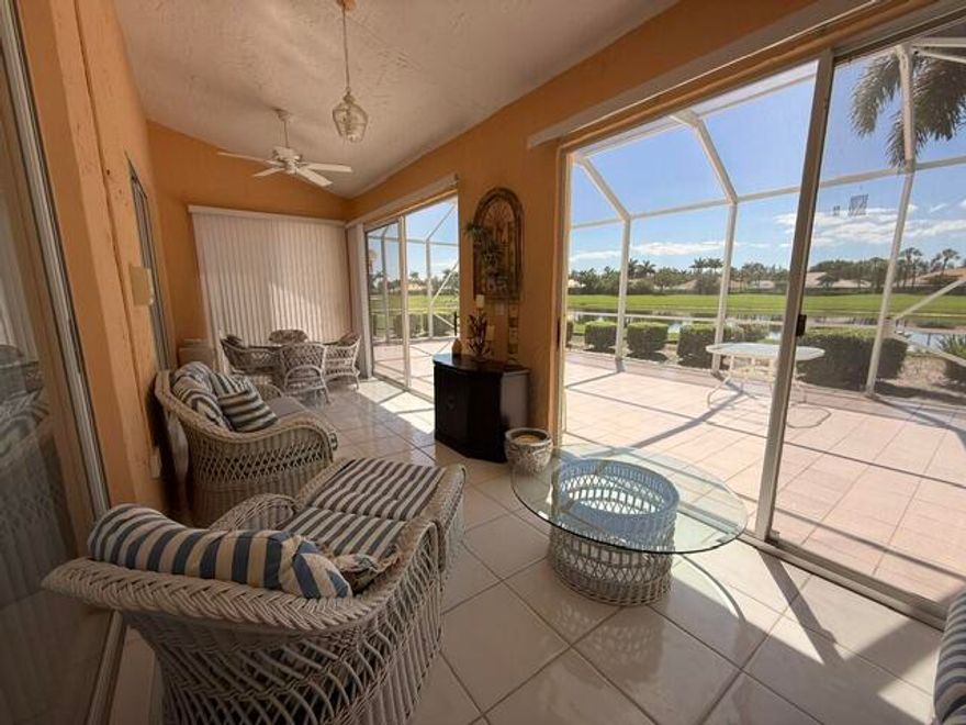 You can't beat these water views!! Available immediately, lovely 3br, 2 bath with attached 2-car garage with over 2000 sq feet of living space. Huge sunroom and oversized screened patio to relax and watch the sunsets! Mandatory club membership but when you see all the amazing club offers, you will be sold!