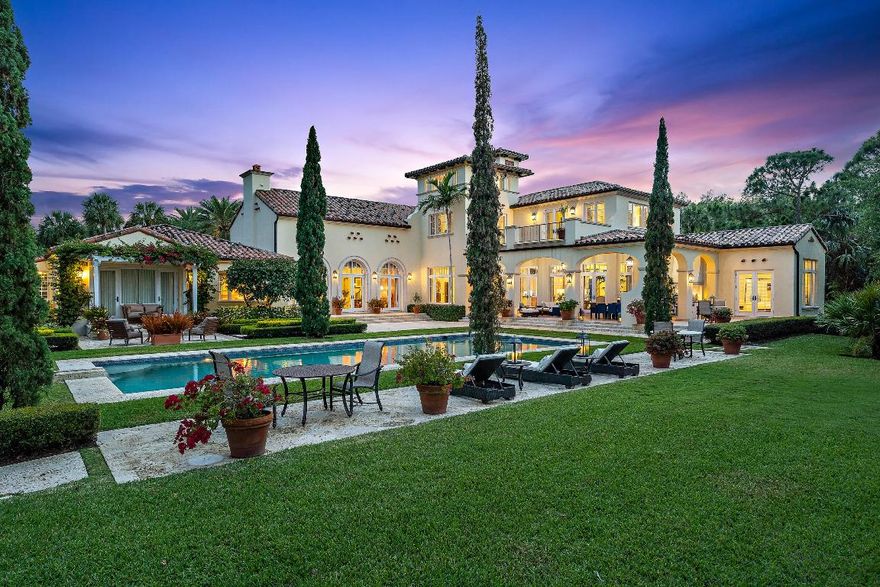 This estate home offers a touch of Palm Beach in the heart of Jupiter.  Privacy and security are two of the key elements of The Bear's Club which is one of the most exclusive locations in Florida.  This property is one of only 40 estate homes in this 400 acre community with fewer than 100 total rooftops, surrounding the club and a Jack Nicklaus 18-hole championship golf course and 9-hole par three course.