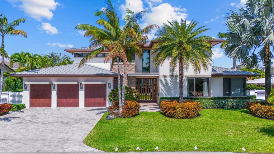 A Spectacular Contemporary 100' Deepwater Residence Masterfully Designed By Famed Local Architect Bob Tuthill. Featuring A Seamless, Almost 5700 Total Indoor/Outdoor Sq Ft Of Living Space For Our Favorite Florida Lifestyle. A Modern Open Floor Plan W/All Glass Walls Showcasing The Pool, Spa And Water, Including A 22' Great Room W/A Floor-To-Ceiling Stone Fireplace And A Climate Controlled 230 Bottle Wine Room. With 5 Nice-Sized Bedrooms, & 5 Ultra-Luxurious Bathrooms, There Is No End To The Grand Finishes Of This House! Additional Features: 3-Car Garage, Tall Enough For 6-Cars, Elevator, Poolside Gazebo w/WetBar + Grill, Concrete Tiled Dock, 100 Amp Yacht Service, Full House Generator, Soaring Entrance w/Zen Waterfall, Large Kit w/Gaggenau, Viking, SubZero. Plus A Total Smart Home!