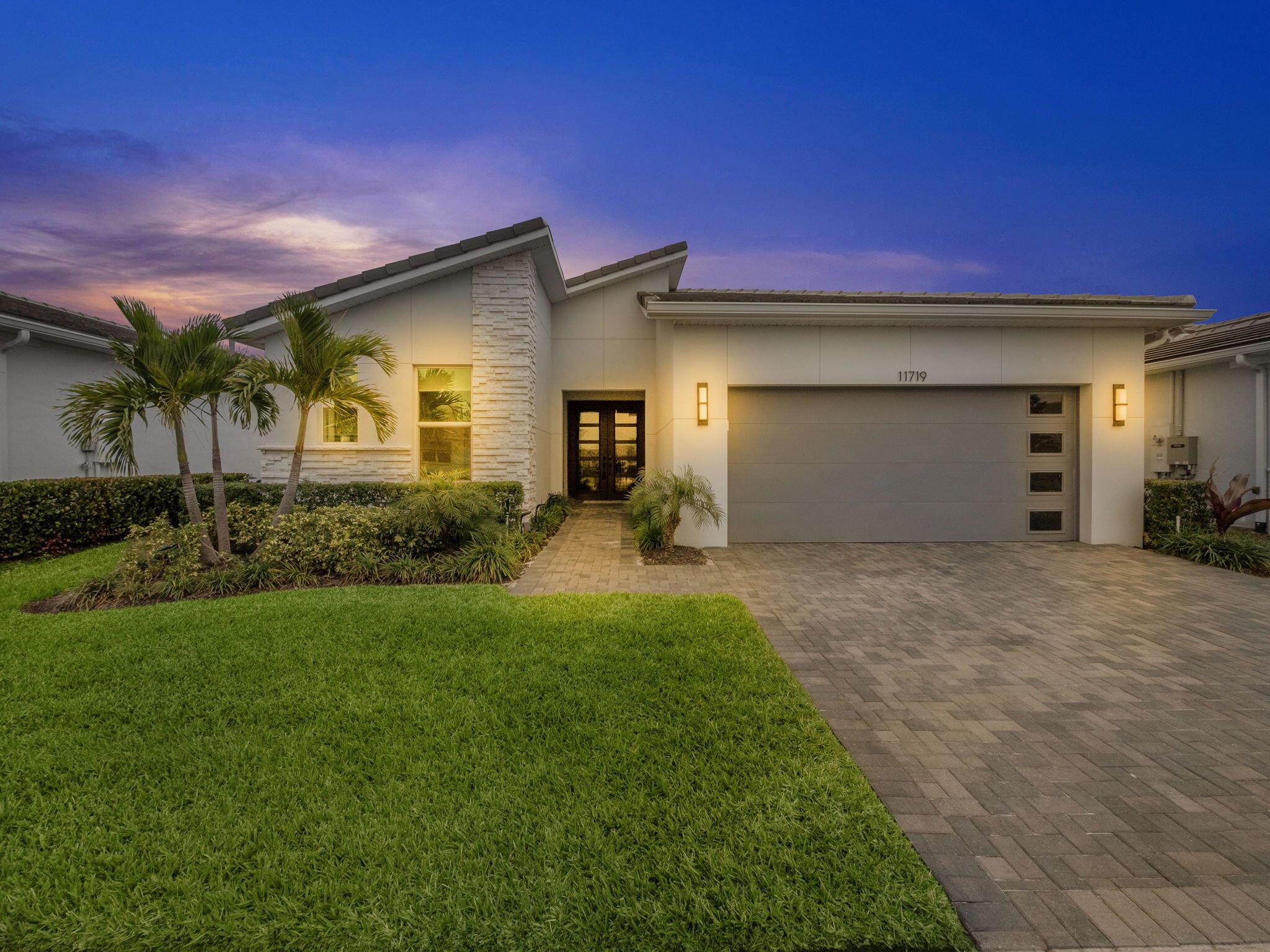 Welcome to this beautifully upgraded 2-bedroom + flex room, 2-bathroom Sage model home, located in the highly desirable 55+ community of Telaro. From the moment you step inside, you'll be greeted by a bright and open floor plan, designed to offer both comfort and style. The home features premium Cortec luxury vinyl planking throughout, for durability and elegance, with tile flooring in the bathrooms. The fresh Sherwin Williams paint creates a neutral backdrop that complements any style. The gourmet kitchen is a true highlight, equipped with white slab front cabinets, 42'' uppers, and LED under-cabinet lighting that adds a warm glow to the space. The upgraded quartz countertops and custom gray tile backsplash create a sophisticated yet functional environment.