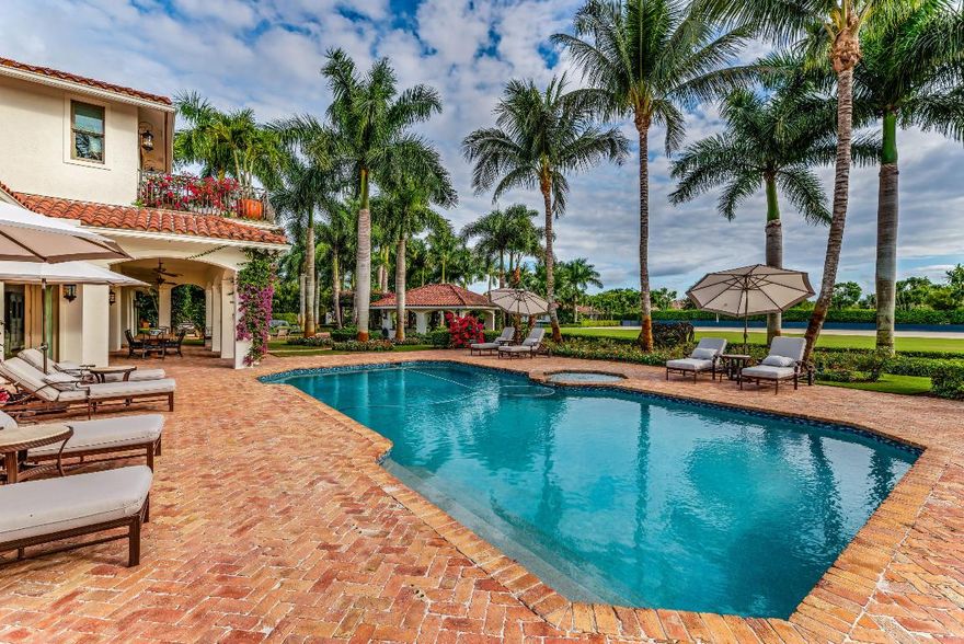 European inspired estate on 4.11 acres in Saddle Trail. Fully renovated in 2015 with no detail overlooked. Main house has 4 bedrooms each with en suite baths and walk in closets. The master features a sitting area with fireplace overlooking the pool area, his and hers walk in closets, marble master bath includes dual water closets with Toto smart toilets, free standing tub and dual head shower. Upstairs has two bedrooms and a private balcony overlooking the grounds. The main living space offers formal living room with fireplace, formal dining room, private office with half bath, open concept kitchen with eat in island, Wolf 6 burner gas range, built in coffee center, and wall ovens. Built in dual Subzero refrigerator and freezer and a dual temperature wine refrigerator. The open kitchen overlooks the grand family room with custom built-ins and views of the entire property. The home features a Lutron Homeworks smart home system with security, generator, LED recessed lighting, volume ceilings with 10ft doors, elevator, wide plank wood and marble floors throughout. French doors from all living spaces lead out to a Chicago Brick patio with outdoor living and dining areas and saltwater pool. An outdoor entertaining gazebo sits adjacent to the rings and patio with comfortable seating area and built in summer kitchen. The two car garage attached to the house has finished floors and built in storage. An additional building encompasses another two car garage, full service gym, and two one bedroom one bathroom apartments. 16 stall barn that features an office, tackroom, feed room, commercial laundry and storage. Additionally there is a 3 bedroom groom's apartment, covered Aquaspa and treadmill areas. To complete the Equestrian features there is a 4 horse Kraft walker, lunging ring, 7 paddocks, an all-weather arena and grass field. The property is masterfully landscaped for the utmost privacy including Bermuda grass lawns, Queen Palm Trees lining Chicago brick walkways and European gravel driveways.