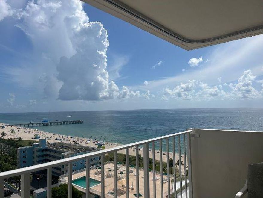 **Long term multiple yr tenant preferred**  New, complete modern renovation on this rarely available NE corner 2/2 with unobstructed ocean views all the way to the Lighthouse. You'll have 24/7 security guard, secure parking garage, cable, internet included. Resort style amenities in this oceanfront building w/multi-million $ oceanfront clubhouse right on the sand offering 2 pools, sundeck, cabanas, card & billiard rooms, teen room, 2 state-of-the-art fitness rooms, snack bar, oceanfront Bottle Club & Cafe, picnic tables & BBQ areas on the beach. This location is very near for an easy stroll to the fabulous new Pompano Pier area, several five star restaurants, shopping, pharmacies, banking.