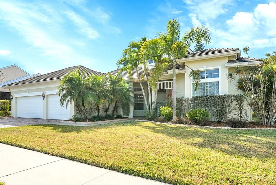 * * *Spacious 4-bedroom plus Den and Flex Room (that could easily be a 5th bedroom), 3-bath, 1-story home with a 3-car garage offers over 3,000 sq ft of living space on an oversized lot in the gated Magnolia Lakes community. Features include a split floor plan, high ceilings, crown molding, wood-look laminate flooring, diagonal tile, and an open-concept layout. The kitchen has a gas range, Thermador range hood, 42'' wood cabinets and granite countertops. Additional highlights include two HVAC systems, Whole-house generator, Nest thermostats, Ring doorbell and tankless water heater. French doors lead to a serene screened patio. Low $285/month HOA includes lawn care,  pool, fitness center, internet, tennis/pickleball, and playground.  No CDD.  Convenient to I-95, shopping, dining, & more.