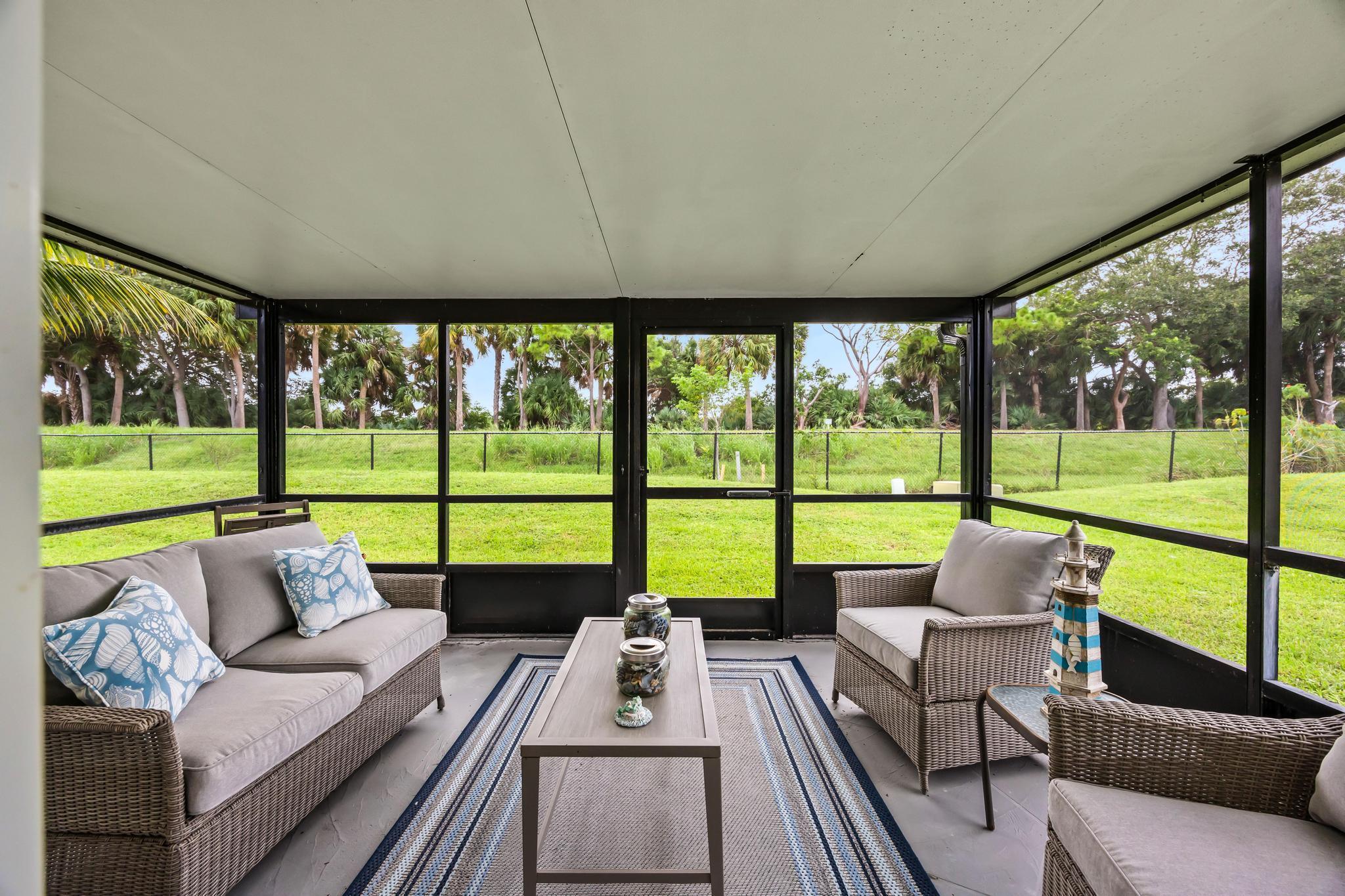 One-story villa with garage plus solar panels for ultra-low utility costs. Crown molding and luxury vinyl flooring throughout. All impact windows and sliders. Updated baths with modern vanities, lighting, and tile. Split floor plan, GE panel, 2020 A/C, laundry sink, and garage freezer. Large screened patio with private green view and no rear neighbors. Central Delray Beach location. HOA includes cable, internet (Hotwire) and lawn. Amenities: clubhouse, theater, fitness center, billiards, library, card room, heated pool, tennis, pickleball, and numerous social clubs. Pets ok per association (1 dog or 2 cats, 25 lbs max)