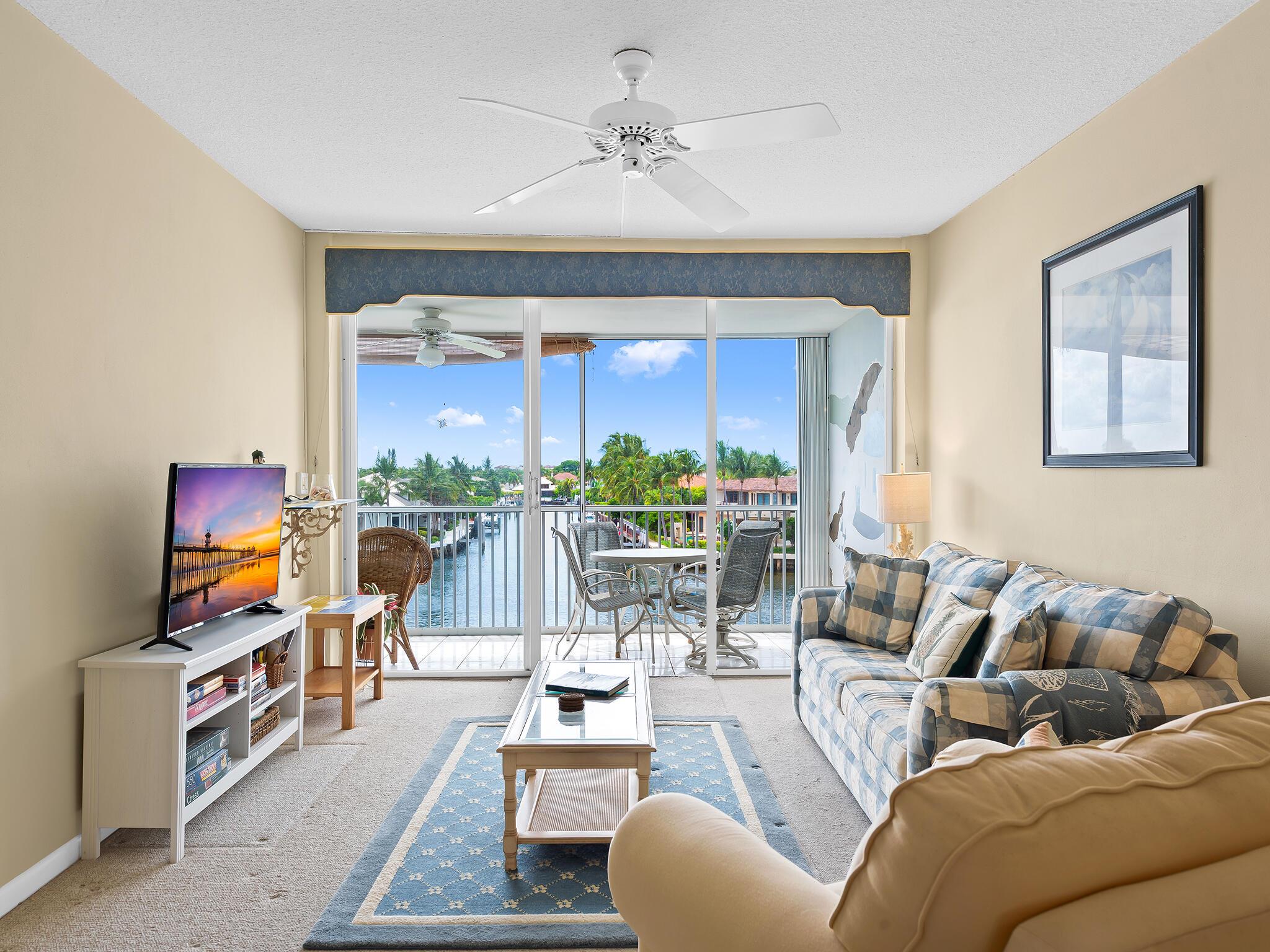 Enjoy this beautiful maintained 2-bedroom, 2-bathroom apartment offering spectacular direct Intracoastal views and stunning sunsets from the spacious covered balcony, perfect for relaxing or entertaining. This unit features impact windows and accordion shutters for added storm protection.The living space is bright and inviting, with plenty of natural light. The Association offers a Clubroom, pool, BBQ area, gym area, shuffleboard, ocean access just across A1A, giving the best of both the Intracoastal and beachside lifestyle!