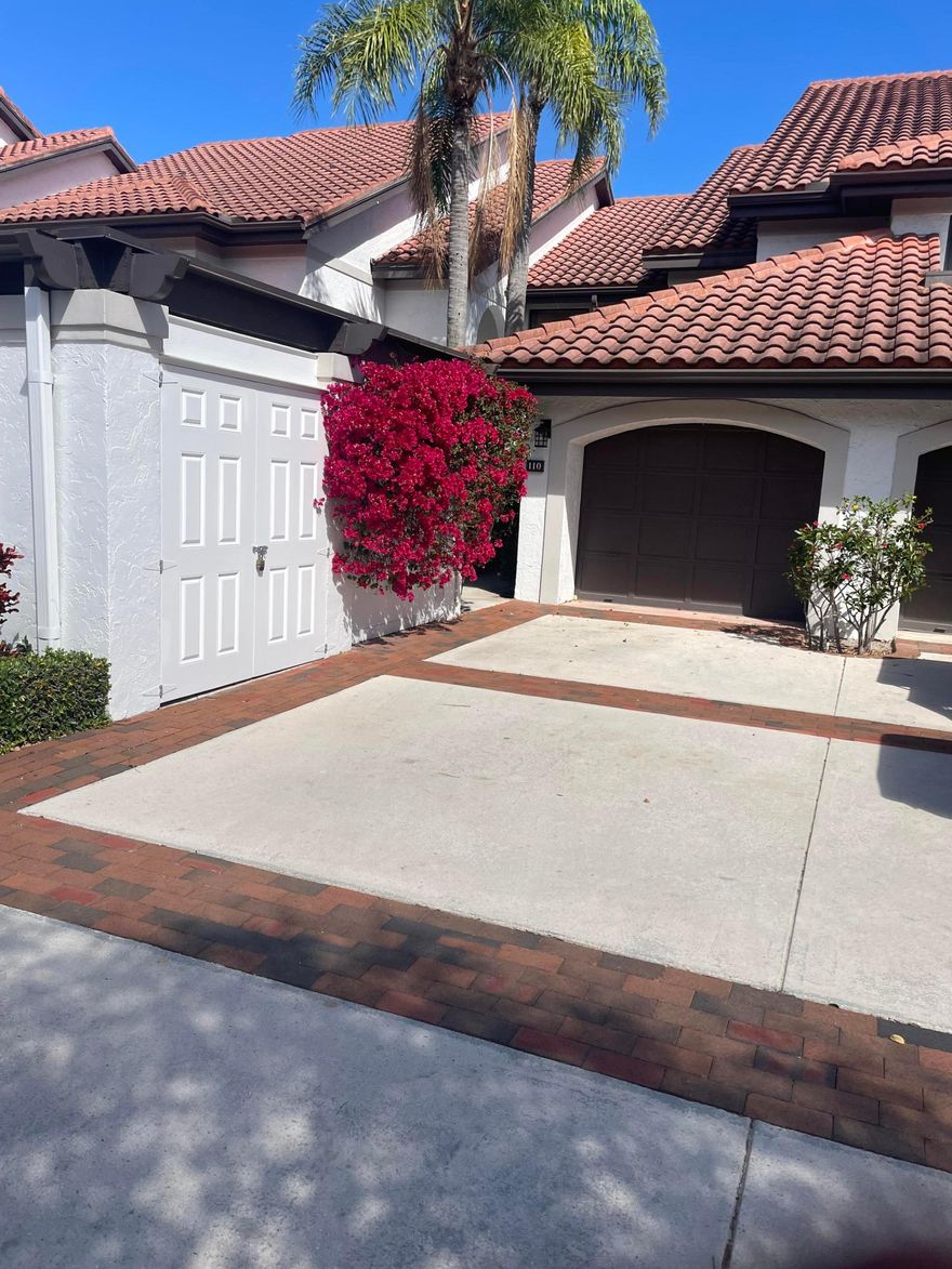 Highly desirable 1st floor unit with no steps to navigate. Meticulously maintained. Ideally positioned on the 9th hole of the Village golf course. Kitchen has granite countertops, s/s appliances & ample storage.  The living area flooring is vertically placed porcelain tile. Enclosed patio with hurricane impact windows offers additional living space.  All other windows secured with accordion hurricane shutters. One car garage & golf cart garage. Minutes from pristine beaches, theatre, parks, dining, shopping & airport.