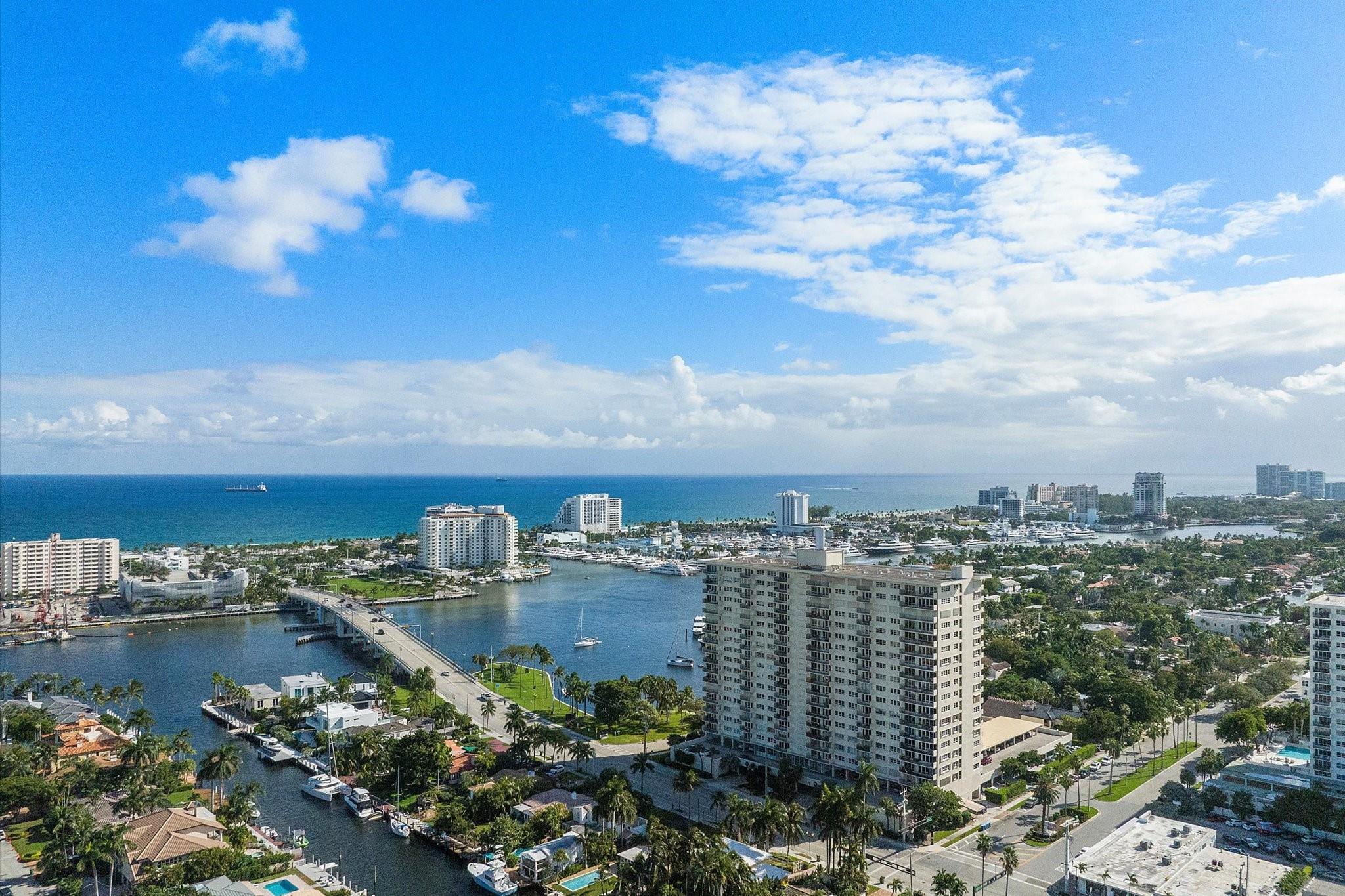 Updated spacious nw corner unit with 3 bedrooms and 2 1/2 bathrooms. Marine Tower is just a short walk over the Intracoastal bridge to the beach, favorite restaurants, The Ritz Carlton, The W and the new Four Seasons Hotel- Condo. Stroll down Las Olas for Nightlife, shopping and wonderful dining. Living / dining room combination with a pass thru from the kitchen. Full size washer and dryer in unit. Spacious balcony with views of the intracoastal. Amenities include a gym, billiards room, 24/7 security, large heated pool, garage parking, barbecue area and more. Furniture is negotiable.