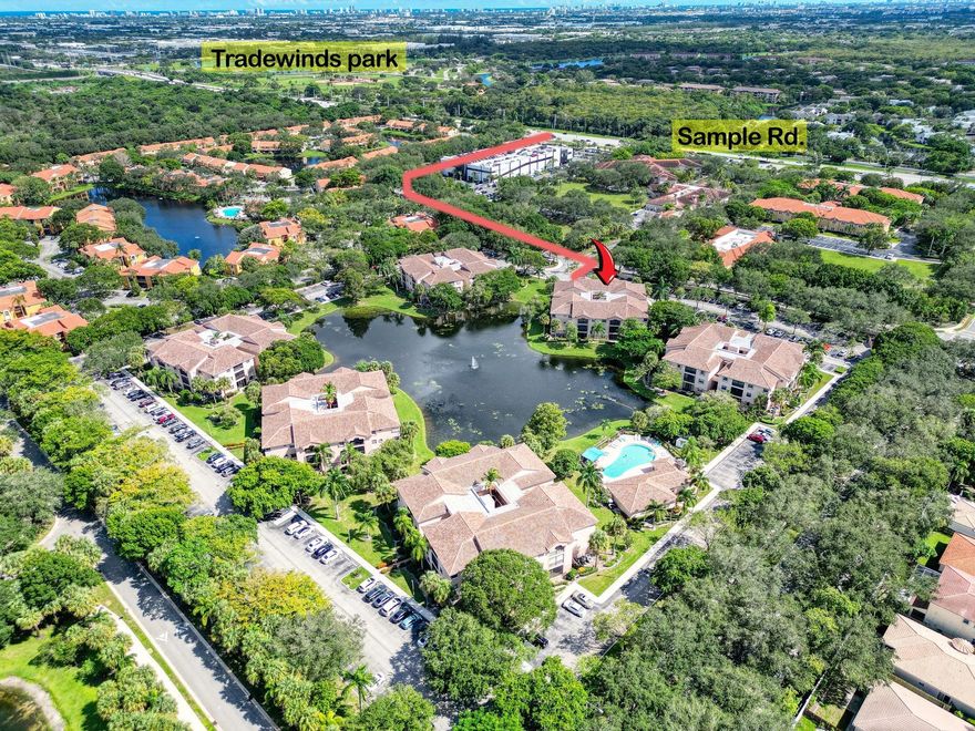 Amazing 3 bedroom - 2 bath condominium located in sunny and desired Coconut Creek.  Residence is located on the third floor with wonderful water view.   Unit features beautifully upgraded eat-in kitchen. renovated bathrooms and floors.  Vaulted ceilings; master with ensuite and walk in closet.  In unit washer and dryer room with additional storage space.  Water and cable included with maintenance.  Hurricane shutters; a/c only 2 years old.  Amenities include Township Community Master Association - "The Township" resort style community amenities including tennis, basketball courts, gym , pool and spa. Minutes from Promenade shopping/dining/entertainment and from parks including Butterfly World.  Unit is vacant and move in ready