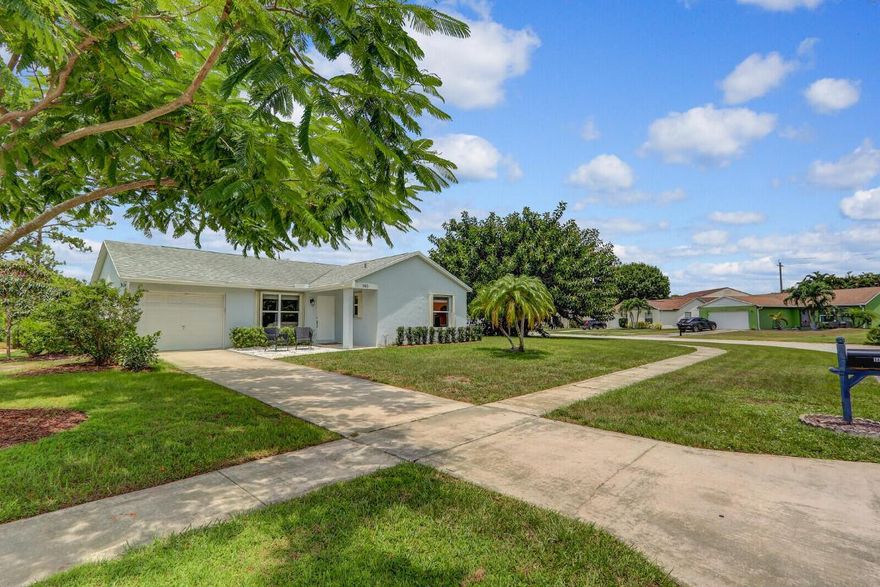 This is your chance to live in beautiful Jupiter Florida!  This 3-bedroom, 2 bath home boasts one of the community's largest corner lots with plenty of room to expand. Store your boat and RV in the backyard!  One car garage plus newer roof, ac and hot water heater.  Beautifully updated with new paint, interior doors, outlets plus new tile. Kitchen has deep stainless sink, granite countertops and stainless appliances. Accordion shutters on all windows. Located close to beaches, parks, shopping, restaurants and world class golf.  A-rated schools district and a community pool make this home a rare find.  No restrictions on short term rentals and no pet restrictions.  Community also features buried power lines.  Schedule a showing today!