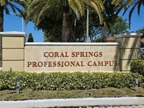 Excellent location in the Coral Springs Professional Campus, 2nd story, elevator access, Corner unit with plenty of windows providing lots of natural light. Designed with functionality, Reception area, 4 offices, open work area, interior bathroom, kitchen/breakroom. Furnishings available, turn-key ready for occupancy. quick easy access to Sawgrass Expressway.