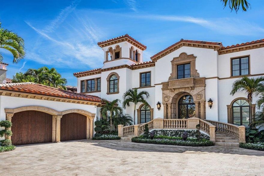 Recent Multi Million Dollar renovation at this Magnificent  Estate established in Palm Beach Island with close proximity to the Ocean, private deeded beach-access and Worth Avenue. This Estate is situated on 3/4 of an acre, featuring a total of eight bedrooms, nine bathrooms, two powder rooms, private home Gym, and rich wood paneled Library. The Master Bedroom Suite consists of separate his and her bathrooms with custom cabinetry, large walk in closets and detailed ceilings. The spacious balcony over looks the manicured garden and pool with private gym, coffee bar and laundry just steps away. This home is perfect for entertaining with a remarkable Chefs kitchen and top of the line appliances. The house is equipped with a full house generator, elevator, designer chandeliers.