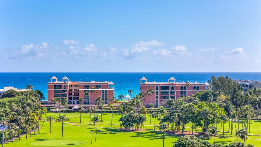 This elegant Palm Beach penthouse overlooks the city skyline, ocean, and The Breakers Hotel. Once owned by many notable socialites, this 3-bedroom, 3-bath residence offers scenic views and unmatched privacy. High ceilings and floor-to-ceiling windows fill the home with natural light, opening onto a covered patio perfect for taking panoramic views of the golf course, city & ocean. The spacious livingroom is lined with multiple windows and adjoins a separate kitchen with an island and a cozy bedroom/office down the hall.The primary suite, located just off the entry, offers expansive, boutique-style closets and a luxurious bath with soaking tub, walk-in shower, and dual vanities. A guest suite next door features its own en suite bath and Juliet balcony overlooking downtown West Palm Beach