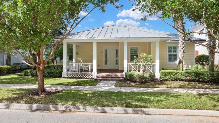 Immaculate single-story CBS home in sought-after Windsor Park at Abacoa. Situated on a quiet street just steps from the clubhouse, pool, and recreation center, this bright and open home features a welcoming foyer, spacious great room, and designer kitchen with granite countertops, stainless steel appliances, and a large center island. Wood and ceramic tile flooring, crown molding, and impact windows add style and peace of mind. The split-bedroom layout offers a private primary suite and a flexible third bedroom or office. Sliding glass doors and dining room access lead to a screened, covered patio with a heated pool and spa, perfect for relaxing or entertaining.