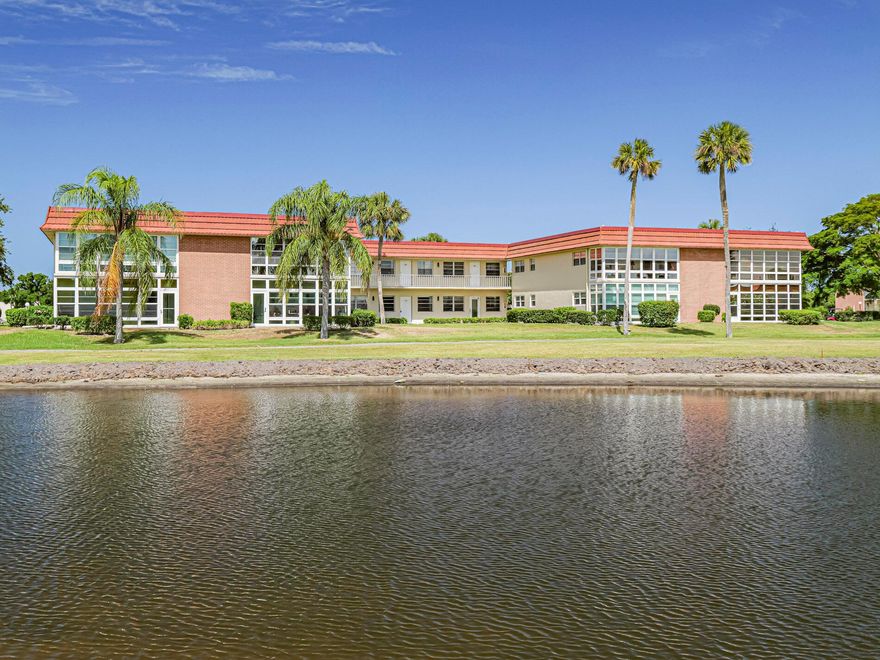 First Floor 1BDR/1BA condo with lake views in active 55+ community. Brand new AC June 2025 + new carpet July 2025! Summertime Energy Saver, Beautiful Lake and Golf Views from your front window. Many amenities. Community pool, hot tub/spa, tennis, pickleball, fitness center, billiards, golf and more! Close to shopping, dining and beaches.