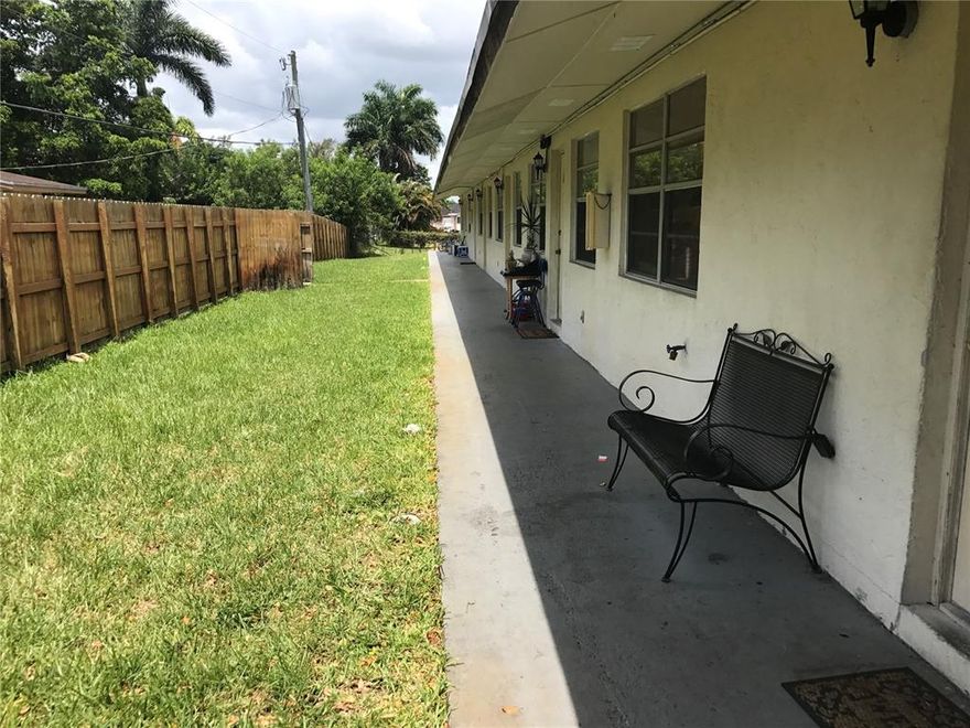 This spacious 2-bedroom features all tile, new central AC, ample closet space and a pass-through kitchen. New impact windows and doors to be installed in September. Building features secure laundry room, off-street parking and a BBQ grill for common use. Great part of Dania right off of Griffin Road. Easy and quick access to 95, 595, 441 and the Turnpike. No pitbulls, but most other pets allowed. Three months ($3,600) to move in. This will cover one month security and your first and last month's rent. One