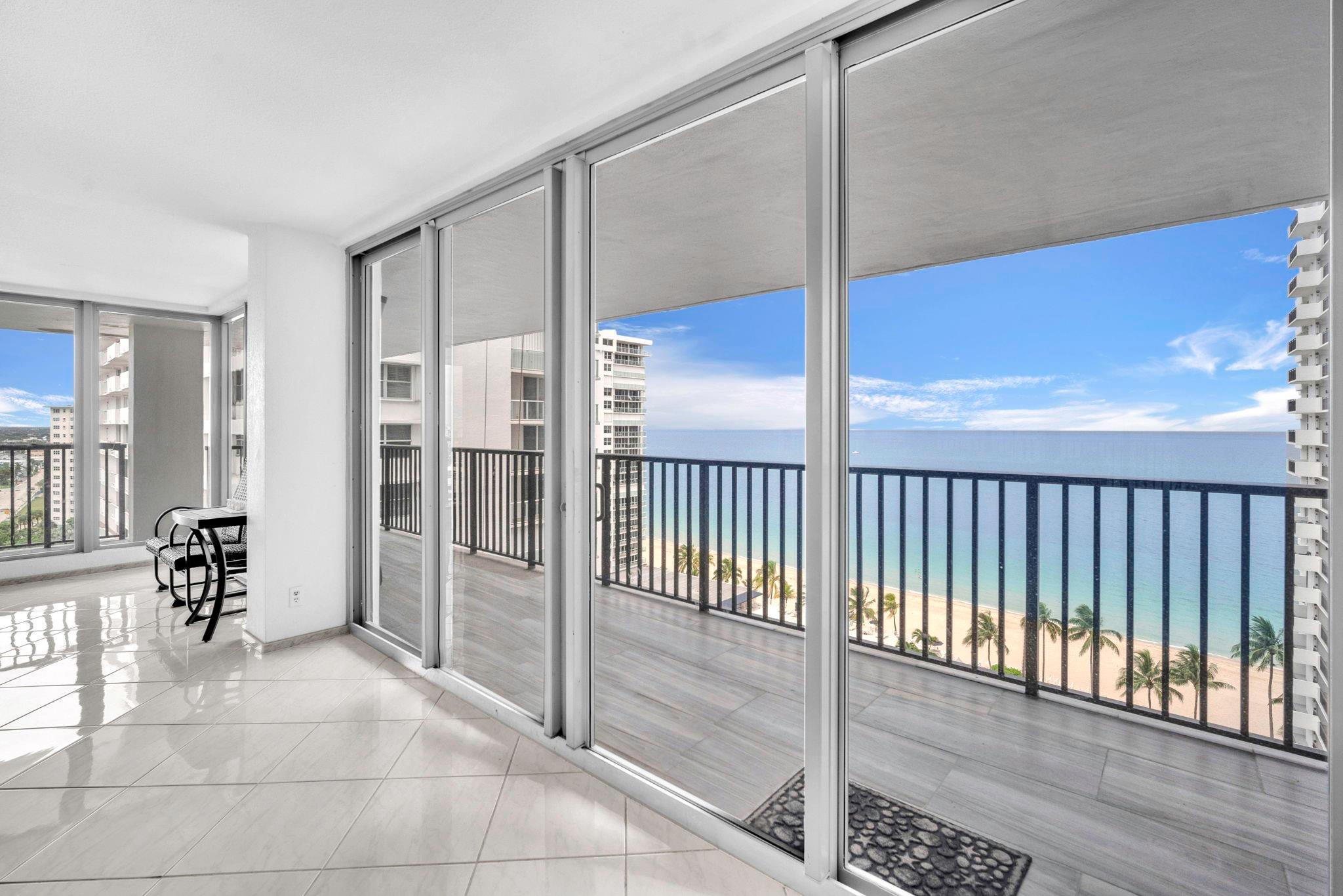 Largest 3 bedroom on Galt Ocean Beach with direct ocean and inter-coastal views. IMPACT WINDOWS! Watch spectacular sunrises in the morning and breath-taking sunsets in the evening from your huge wrap around balcony. Plaza South is the Pearl of  Galt Ocean Mile with semi-private elevators (2 units per floor), wonderful amenities such as a huge pool overlooking the ocean, beach patio with BBQ area, saunas, state-of-the-art exercise health room, Library, ocean lounge, and kitchen, business office, billiard, and ping pong room . . , Washer and dryer in unit and it's within walking distance to shopping, restaurants, entertainment, doctors, pharmacies, and much more! Plant your feet in the sand and enjoy the  ocean breeze. ALSO AVAILABLE SHORT TERM, 4-6 months, for $7500 (plus tax) per month.