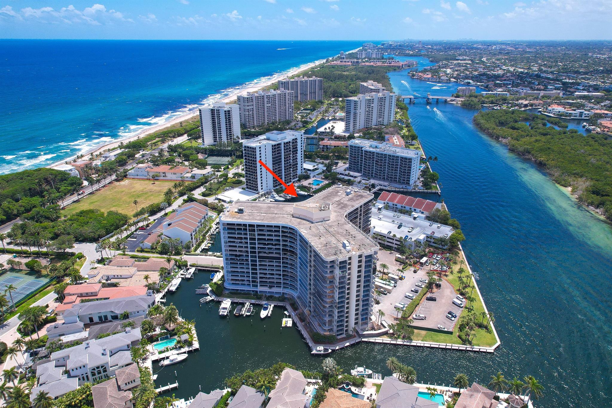 This well-appointed three-bedroom, southeast corner condo offers over 2,000 square feet of bright, airy living space in an exclusive Highland Beach community along scenic A1A. Enjoy stunning views of the ocean, marina, and pool, along with direct access to a private oceanfront beach club. The thoughtfully designed open floor plan seamlessly connects the expansive living room, dining area, and kitchen, creating an ideal setting for entertaining or everyday relaxation. Floor-to-ceiling impact windows fill the home with natural light and open to a wraparound balcony that showcases the surrounding coastal scenery. The gourmet kitchen is equipped with an oversized island, abundant cupboard space, wall oven and microwave,