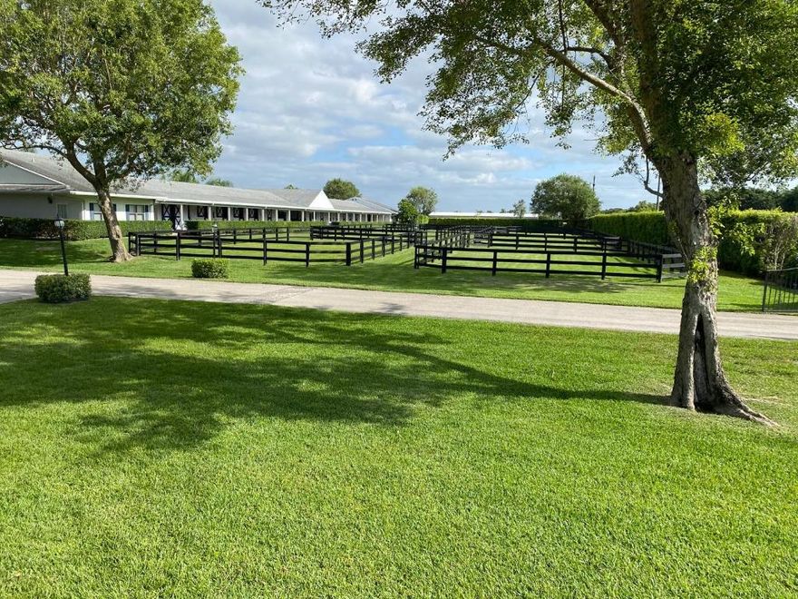 Beautiful 24 stall barn with 10 stalls available. Round pen and walker arena