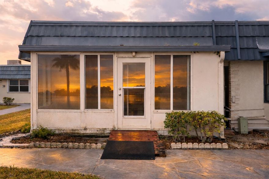 First-floor Waterford villa in Delray's Kings Point with excellent potential. This 1-bed/1.5-bath unit needs updating but offers a bright layout and a rare private view of the peaceful nature preserve. Parking is directly behind the unit, and the primary bedroom has its own exterior access. Kings Point features top 55+ amenities including clubhouses, indoor/outdoor pools, golf, fitness centers, theater, shuttle service, and 24-hour security. Two-year wait to rent. Buyer to verify all condo info. A one-time $2,000 capital contribution is required. Easy to show.