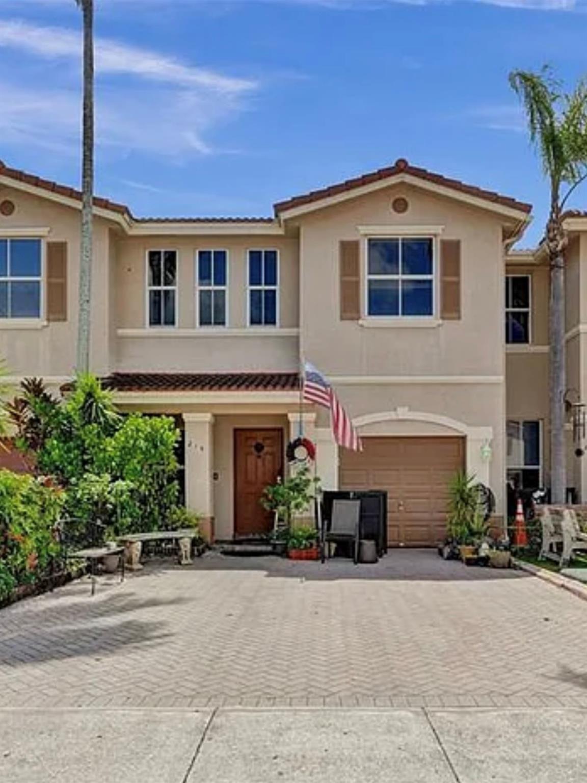 Rarely available 2 bedroom 2 1/2 bath townhome with garage. This unit has more square footage than most 2 bedroom units. Great location. Enjoy everything Weston has to offer with the taxes of Sunrise. Nice open kitchen with snack counter. Newer stainless steel appliances. Two master bedrooms both with walk in closets. Each have large bathrooms with their own tubs. Living room plus family room. 4 ceiling fans. New hot water heater. Large private fenced back yard. Plenty of space for children and pets to play. Extended patio with pavers. Great for entertaining, barbecues and outdoor living. One car garage with double car driveway. Community pool and playground. Close to parks, recreation, restaurants and entertainment. Easy access to all major highways. Hurry on this one! Will not last!