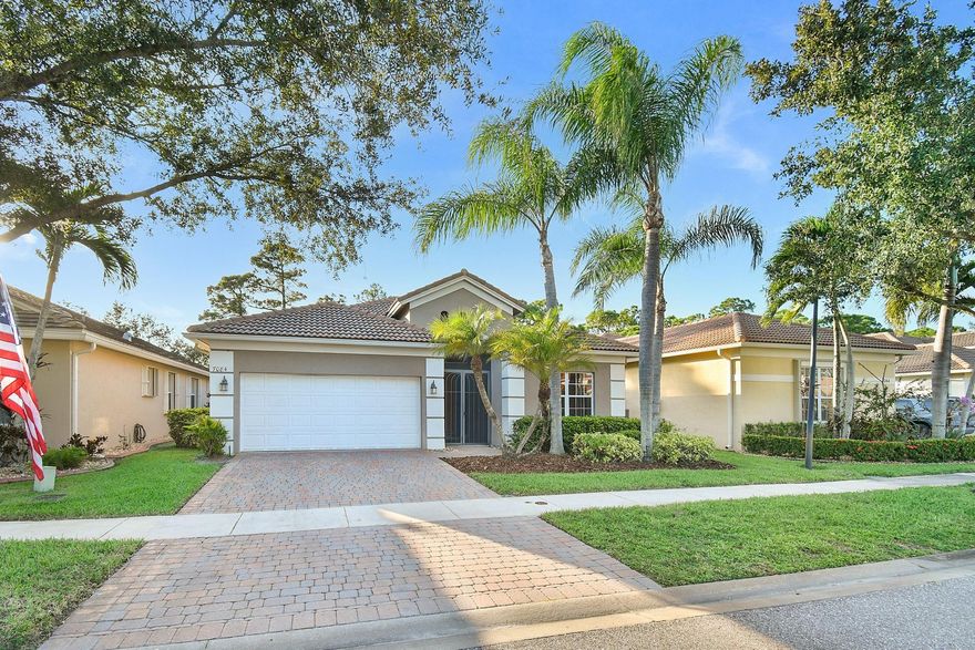 Located on a quiet cul de sac street; this beautiful home has 3 bedrooms, 2 bathrooms, vaulted ceilings, open living and dining area. The split bedrooms floorplan offer privacy for each occupant. The spacious primary bedroom has tray ceilings and 2 walk-in closets. Enjoy all that Florida nature has to offer while sitting in the huge screen lanai.  This gated community offers: resort style pool, tennis and pickle ball courts, gym in the clubhouse and several activities organises by residents. HOA of $590 quarterly include: basic cable and internet, access to all amenities and on site manager on weekdays. Capital contribution: $1500. Summerfield Application: $200. The golf course is pay as you play. Located close to all services, beaches and I-95. A must see before you buy in the area!