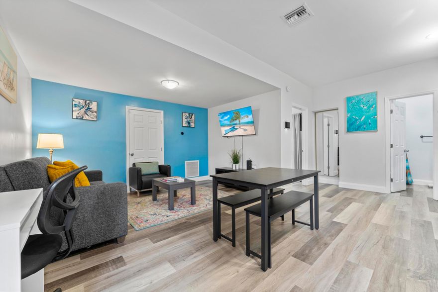 Welcome home to this charmer in Prospect Hills! Wood flooring throughout living area, dining area & bedroom.  Roof is brand new 2019. A/C & Hot water heater new 2019. This home is furnished with modern furniture indoor and out.  New owners will love the proximity to I-95, many shops & restaurants, just off of Antique Row. Close to the intracoastal and the beach, The Warehouse District, Rosemary Square, Palm Beach Atlantic University, PBIA and all the great amenities and attractions of downtown WPB!