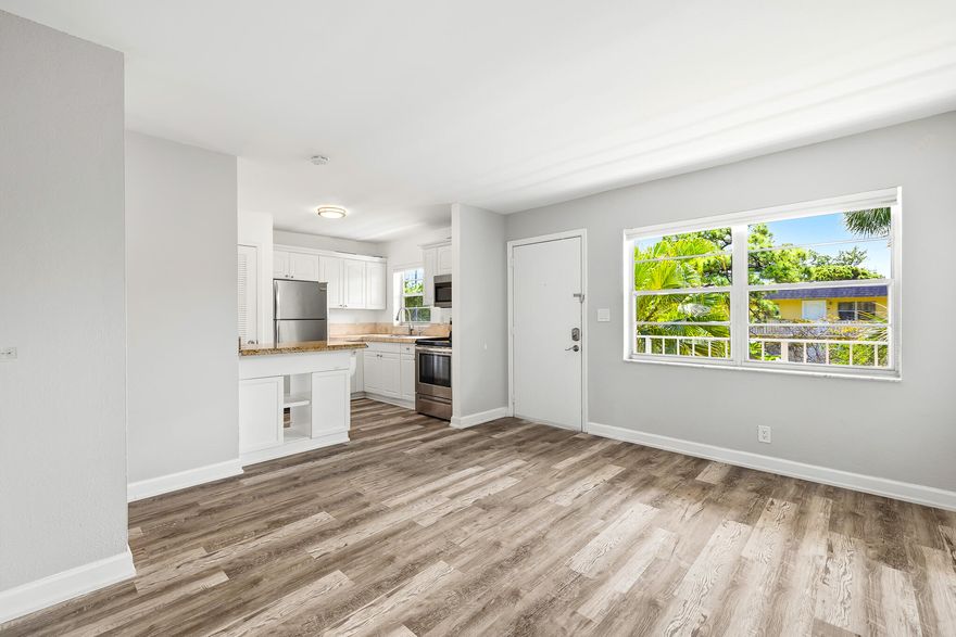 2-bedroom, 1-bath second-floor condo in Village Park at Oakland Park, located in a high-demand downtown corridor. This unit is move-in ready and features laminate flooring throughout, a kitchen with island, and an easy, functional layout. Community amenities include a pool, gym, tennis courts, basketball, playground, laundry facilities, and shaded picnic areas. Leasing is permitted, with current market rents running $1,600-$1,700/month, making this a solid income-producing asset or a move-in ready starter home. Minutes to I-95, the Turnpike, shopping, and 10 minutes to the beach.