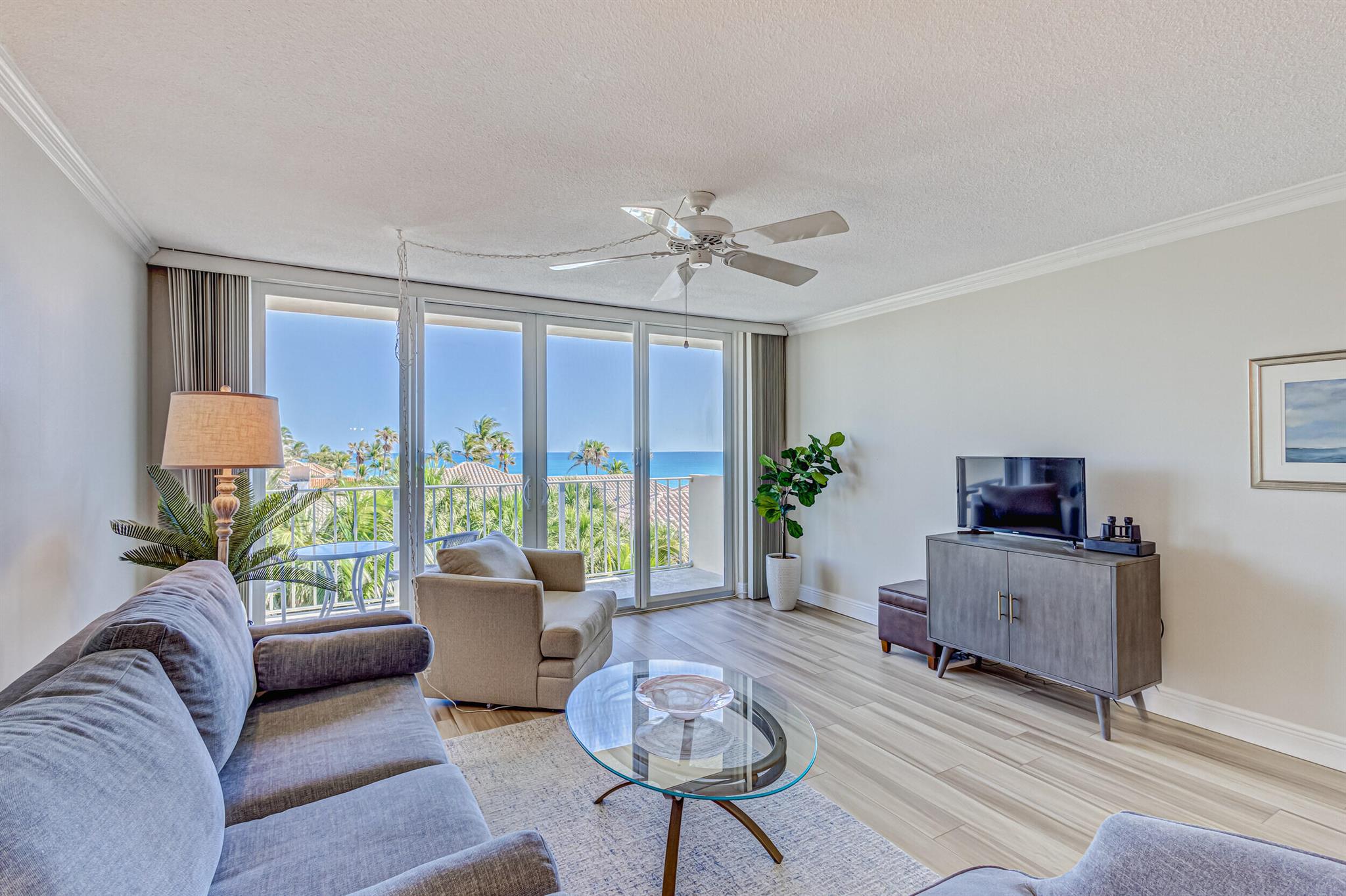 This beautiful condo has spectacular ocean views from all rooms! This furnished rental with all the comforts of home is located in the oceanfront building in Juno Beach! Available December 1, 2025. Split plan, two bedroom/two bathroom, 5th floor unit in desirable secured building on the ocean. Oceanside heated salt water community pool with ocean views and private beach access. Close to shopping and restaurants. 20 minutes from PBIA. All you need is your toothbrush and clothes! Tenant resp. for $150 exit clean fee, 13% tourist tax and premium channels, connections and fees. No washer and dryer in unit; however laundry facilities are available on the 5th floor.