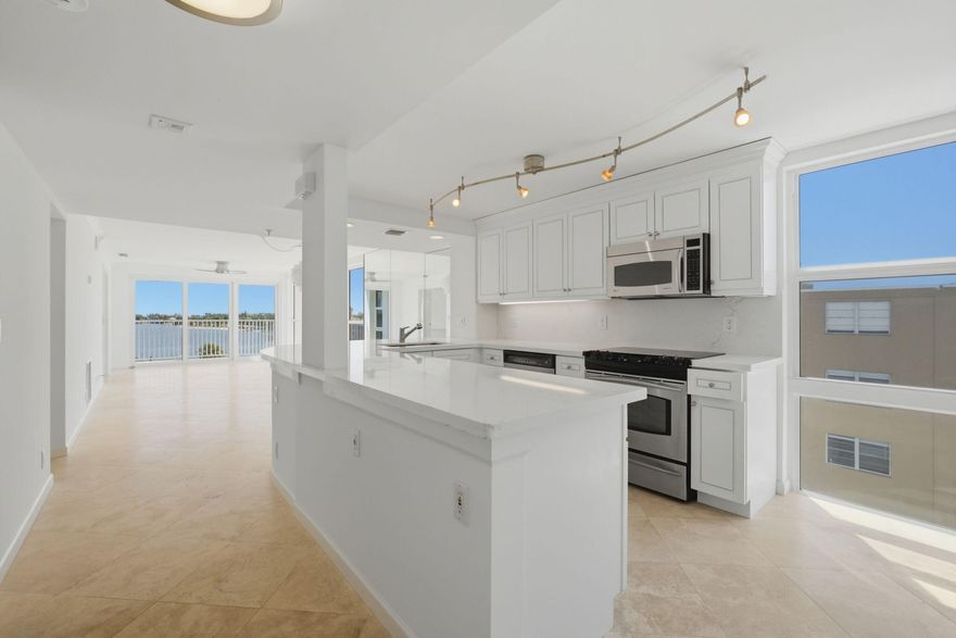 Updated 2 bedroom/2 bathroom unfurnished condo with expansive South east water views in a prime West Palm Beach location. Directly on the Flagler walking and bike trail and across the Southern Bridge to Mar-a-lago. This boutique building has a heated pool and spa, sauna, community room and grill. Just minutes away from Palm Beach Island, beaches great dining & shopping and Palm Beach Airport. Available for short term off-seasonal and annual lease.  Listing agent for lease terms,