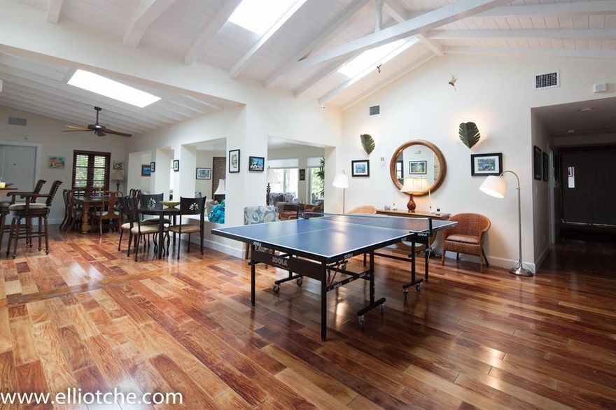 Amazing Spanish Villa Style house in fantastic old town area!!!  This is the first house located on Washington Street and is located two blocks from quieter side of Duval St.  This is one block away from Louie's Back Yard restaurant, Reach Hotel and Dog Beach.  Casa Marina and Southern most point are only 4 blocks away and easy walk to almost all hot spots in Key West.Each bedroom are very private (does not share walls) and has in suite baths.  The master suite has an adjoining sitting room and small office, well equipped kitchen connects galley type pantry and laundry room.  In addition to a spacious living and dining area, there is a separate entertaining space which overlooks the large salt-water pool that is heated and cooled.  Expansive garden in this over 10k sf lot.