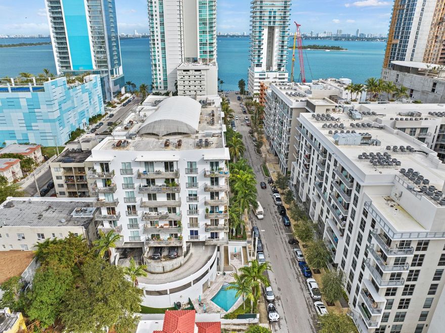 Experience breathtaking bay and city views from this penthouse located along the vibrant Biscayne causeway. This splendid 9th floor condominium features 2 bedrooms, 2 baths with two private balconies overlooking NE 25th Street and the bay. The building has a 24 hour electronic doorman and security surveillance. The residence comes with one deeded parking space located on the third floor with additional guest parking for your convenience. Building amenities include a pool with bathrooms on the ground level, a children's play area, dog walk, fitness center, bicycle storage and an additional storage locker that comes with the unit.