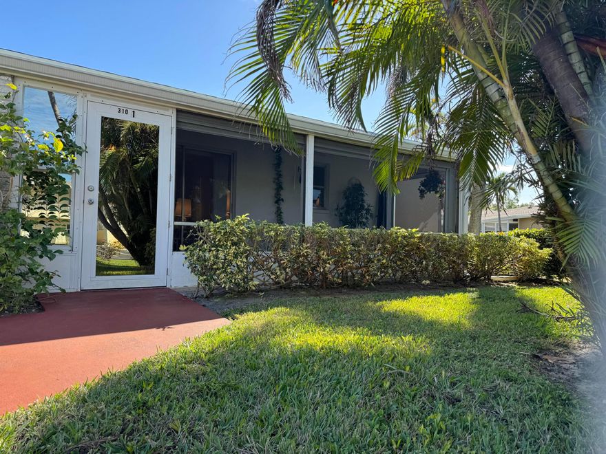 You don't want to pass up on one of the most affordable priced homes in this 55+ Boynton Beach community This is a charming 1 story, 2 bedroom, 2 bath condo  (villa stlye). Condo living with the feel of a private home. As soon as you walk thru, it feels of home with its open dining/family room that leads into the kitchen. Both ample size bedrooms feature large closet space and the master is complete with an on-suite. There is an enclosed outdoor sizable storage closet, as well as a huge screened front porch w/ roll down metal shades for privacy and security. The clubhouse which is steps away includes newly refurbished pool, gym, billiards, shuffleboard and a sauna! Best of all, this unit comes turnkey! Just bring your sandals & enjoy our great Florida lifestyle