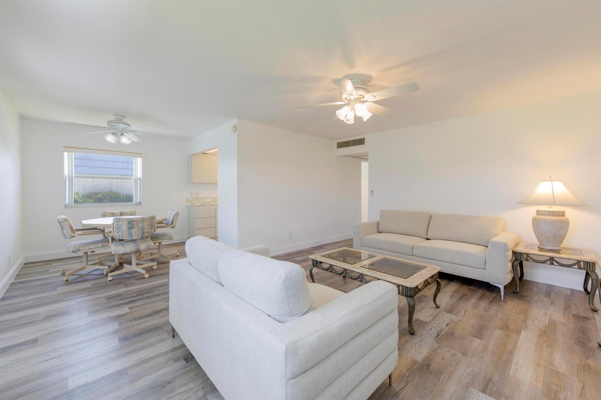 This FURNISHED 2 bedroom, 2 bath villa is located in the sought after Valencia section of Kings Point. Freshly painted and new floors. Nice canal view from the living room. Kings Point has 5 star amenities including multiple pools, tennis, Pickleball, cafes, gym, theater, clubs and more! Close to shopping, restaurants, nightlife and the beaches.