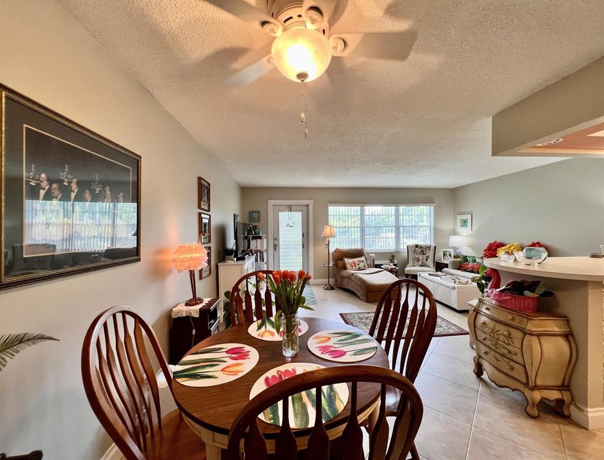 A Delightful Spot To Call Home In 55+ Century Village! Beautifully maintained and updated FIRST FLOOR 1/1.5 with open living floor plan. Pretty open kitchen with natural tone cabinets, high hat lights, and full appliance package. Updated baths. Neutral tile flooring throughout. Large bedroom suite with access to the lanai, wall of closets, and updated full ensuite bath with step-in shower. Brand new water heater 7/2023. Pretty resident patio. Sold AS IS- Furniture Is Negotiable. Fantastic location very close to the Hastings Fitness Center. Century Village is a 55+ community with so much to offer... shows, movies, clubs, pools, security, and transportation service. The Clubhouse features a theater, indoor pool, card room, community/party room, billiard room, shuffleboard, tennis, pickleball, bocce, and two outdoor pools. Numerous heated outdoor pools throughout the community. Separate fitness center with gym and outdoor heated pool & resistance pool. Two guarded gates and 24-hour roving security patrol.