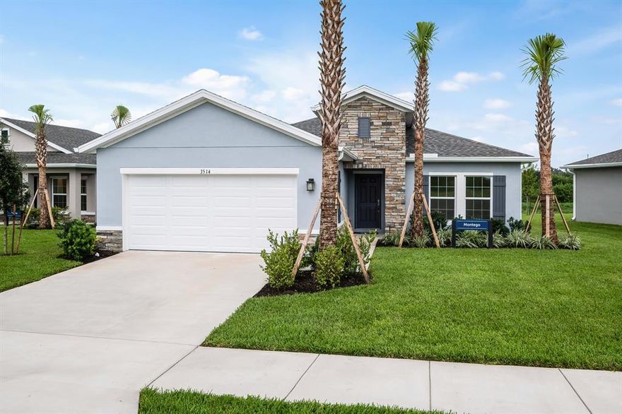 MOVE IN BY DECEMBER 2019! The Montego model in Carriage Pointe - low maintenance gated community living located in the Treasure Coast. Affordable 1-story living from 1,208 to over 1,715 sq ft and with homes up to 3 bedrooms and 2 bathrooms. Upgraded features include: granite kitchen countertops, ceramic flooring and ceramic bathrooms. 4 Models to choose from with designer color option packages and 10-year warranty. Carriage Pointe is a gated community with recreation area and dog park, Low HOA with lawn maintenance included. Save up to 30% on your energy costs each month with our BuiltSmart program and Nest Energy Saving Thermostat!