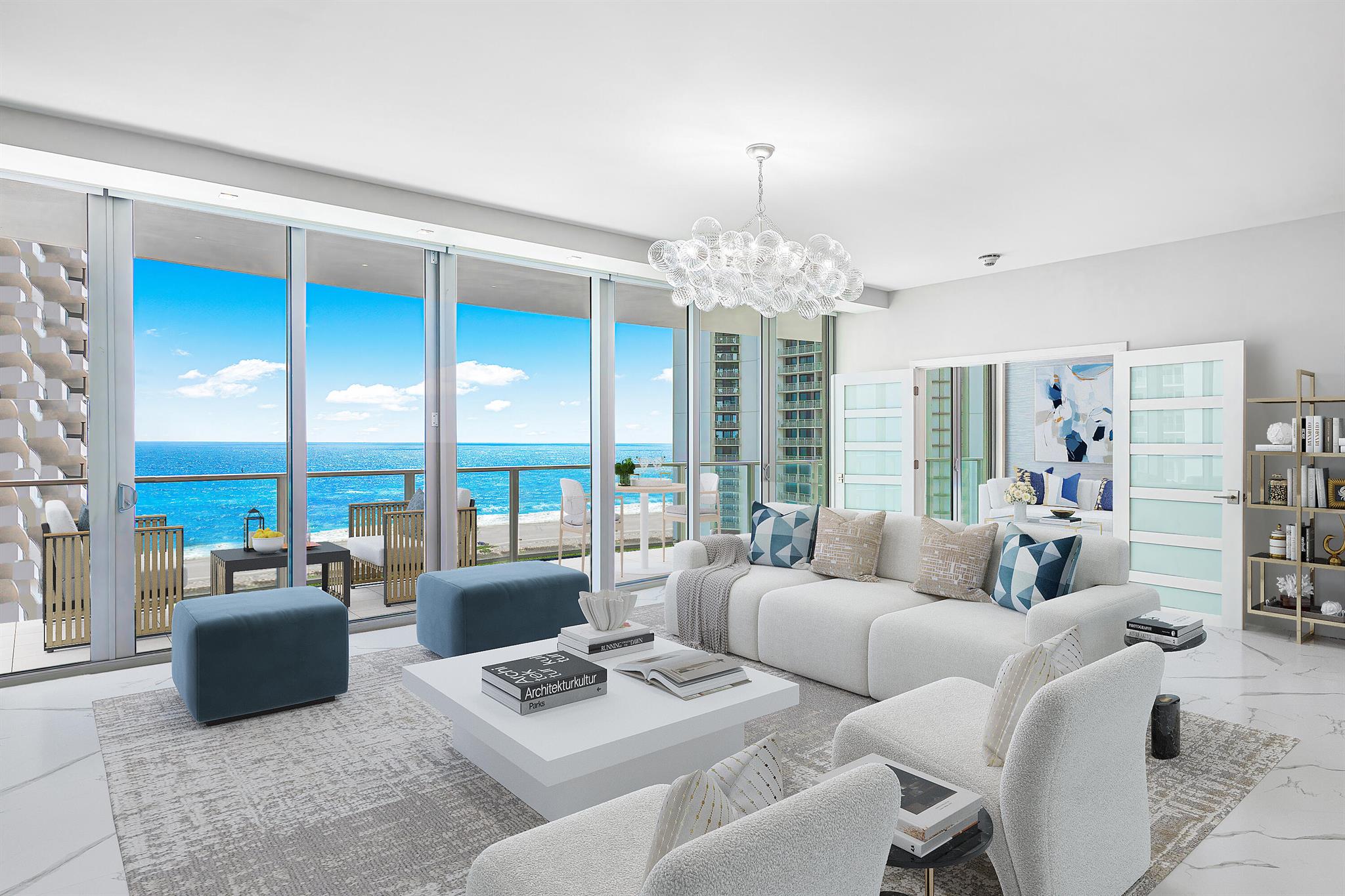 Wake up to unforgettable sunrises at this stunning oceanfront residence on Singer Island, where casual elegance meets unparalleled luxury living. This new construction, fully furnished condo offers floor-to-ceiling windows and unobstructed ocean views from every room, providing a serene and breathtaking backdrop to your daily life. This spacious unit boasts 3 bedrooms, 3 bathrooms and 360 SF terrace accessible from all rooms. Whether you're lounging in the spacious living area, preparing culinary delights in the gourmet kitchen, or unwinding in the lavish master suite, every moment is enhanced by the mesmerizing backdrop of endless ocean views. With high-end finishes, designer furnishings, and top-of-the-line Miele appliances, every detail has been carefully curated to exceed