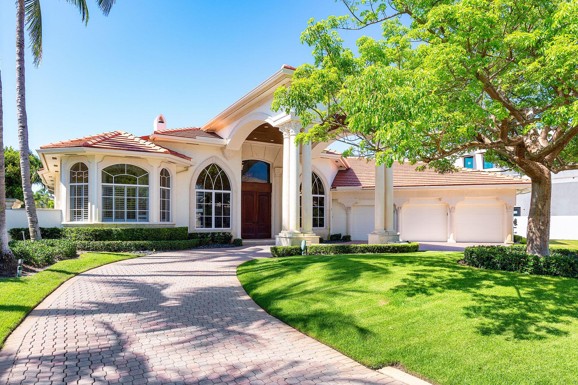 Single-story waterfront home available for rent in Royal Palm Yacht & Country Club with 4 bedrooms plus office, 4 full and 1 half bathrooms, and 4,412 sqft under air. Located on 104 feet of water frontage on the Butterfly Palm Waterway, offering direct Intracoastal and ocean access. Perfect for a boater! Property is available as a 6-month rental. Rental must be paid in full plus a security deposit. Owner will consider an annual rental paid up front, but no renewals. Credit/background check is mandatory and approval with the HOA. Pets allowed.